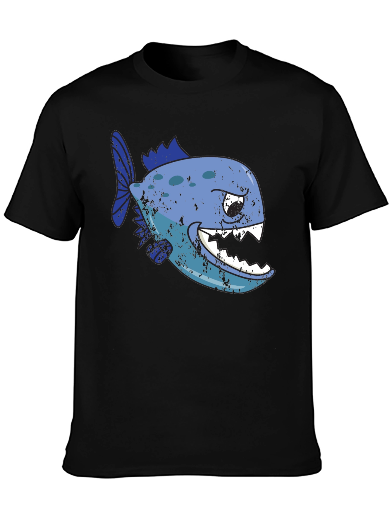 Black Piranha Graphic T-Shirt - Black Cotton Tee view 3