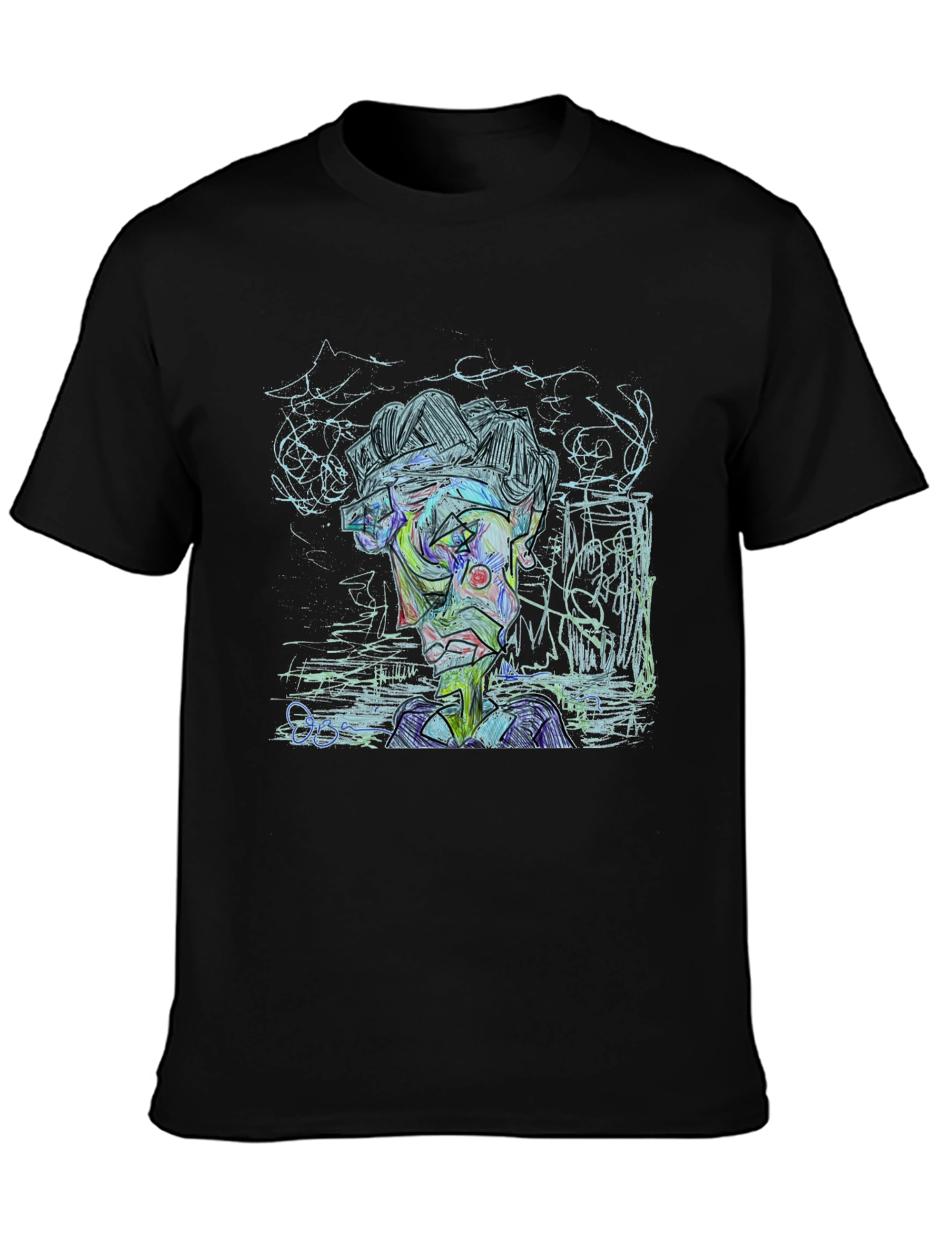 Black Abstract Art Graphic Print Tee - Modern Style view 3