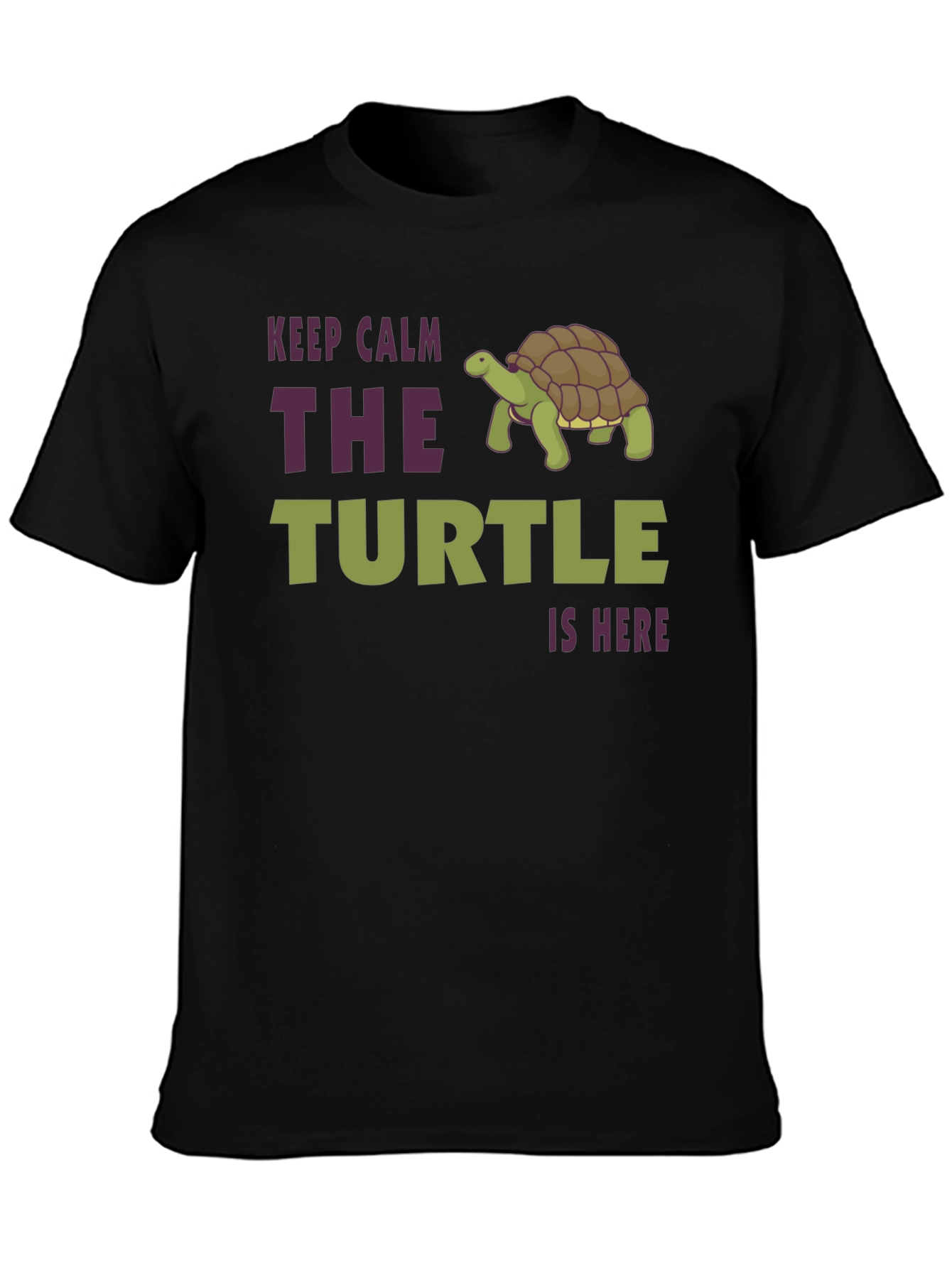 Black Keep Calm The Turtle Is Here Graphic T-Shirt view 3