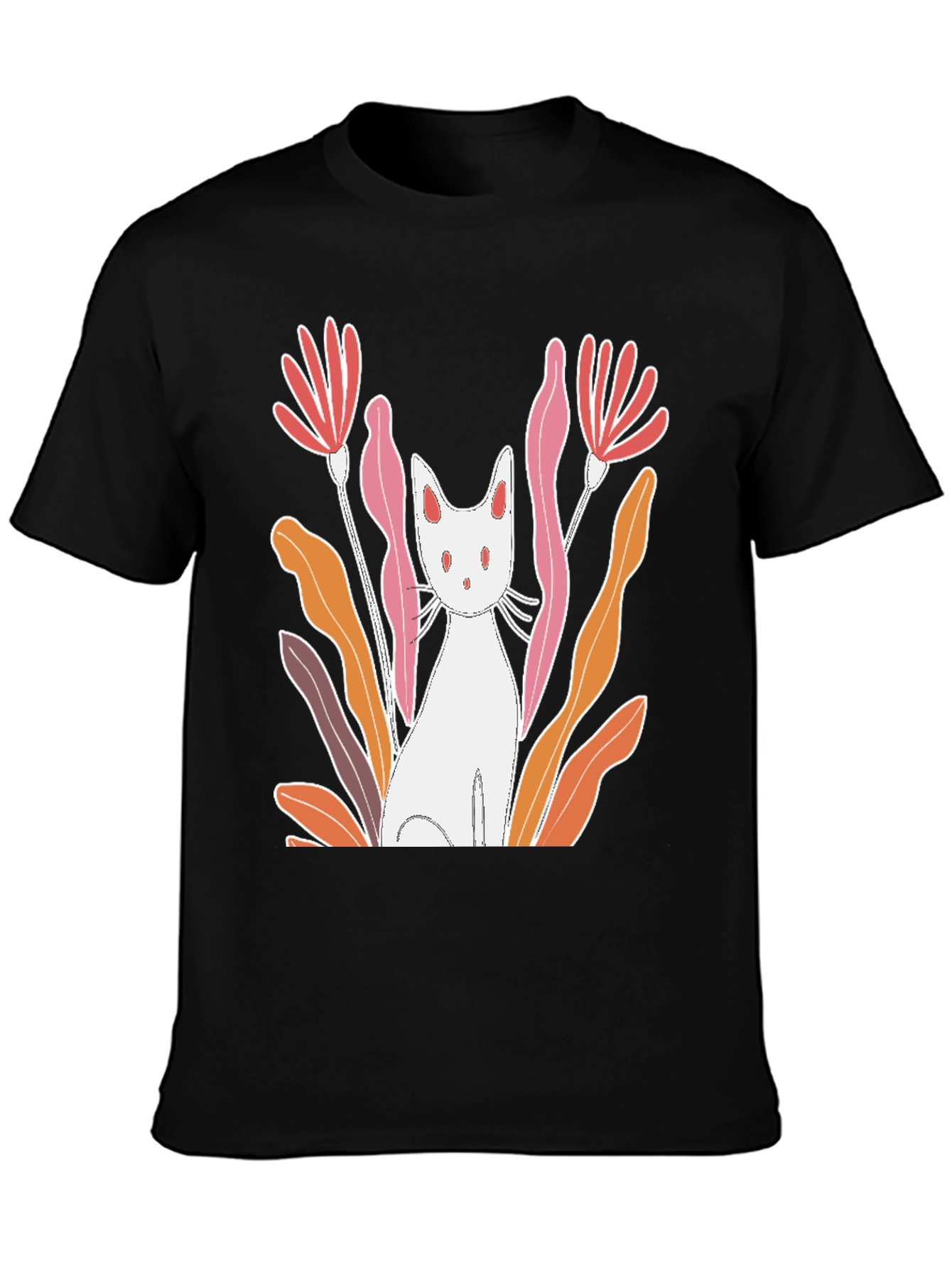 Black Cat & Flowers Graphic Tee view 3
