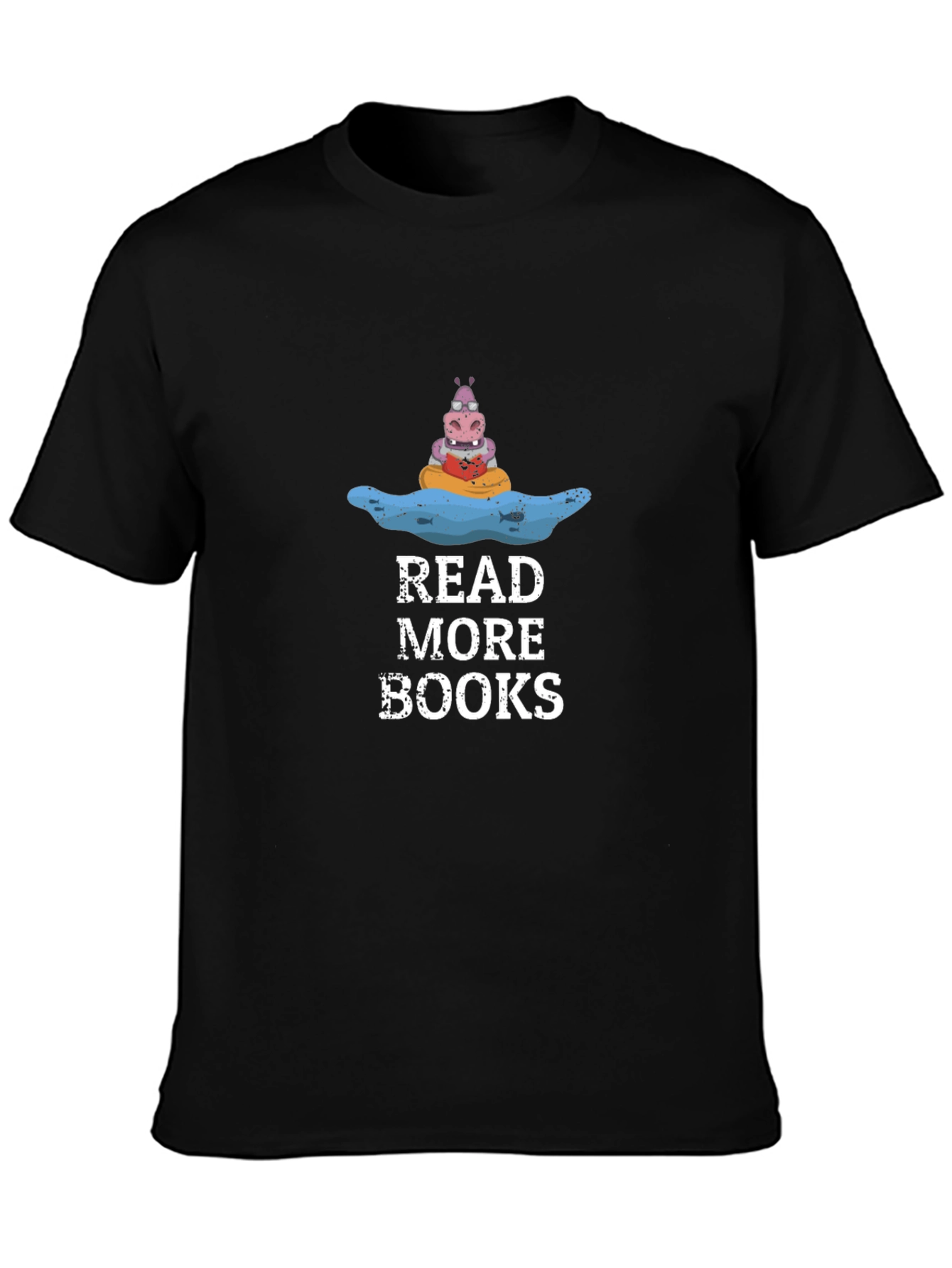 Black Read More Books Hippo T-Shirt view 3