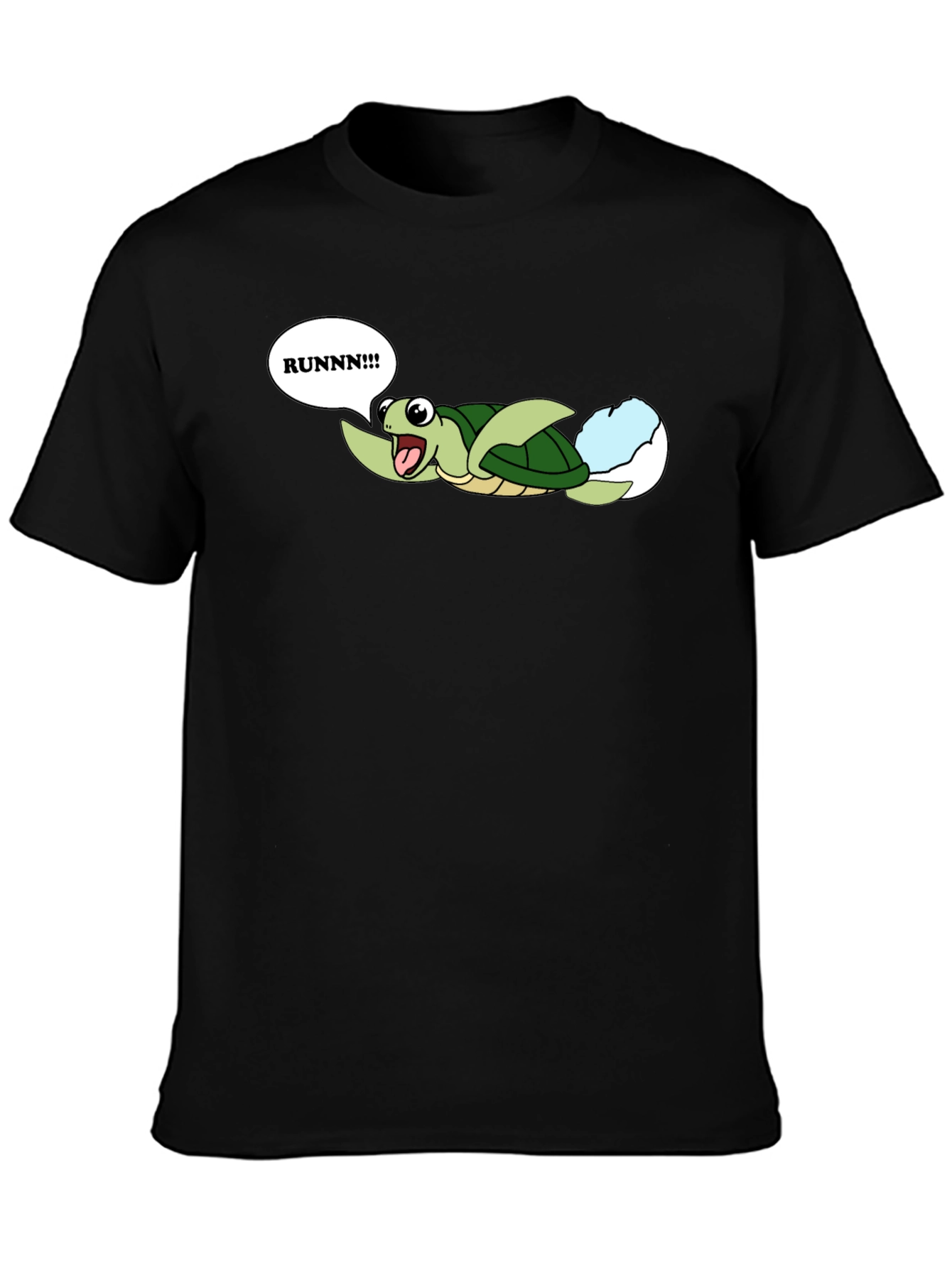 Black Runnn! Turtle Hatchling Graphic T-Shirt view 3