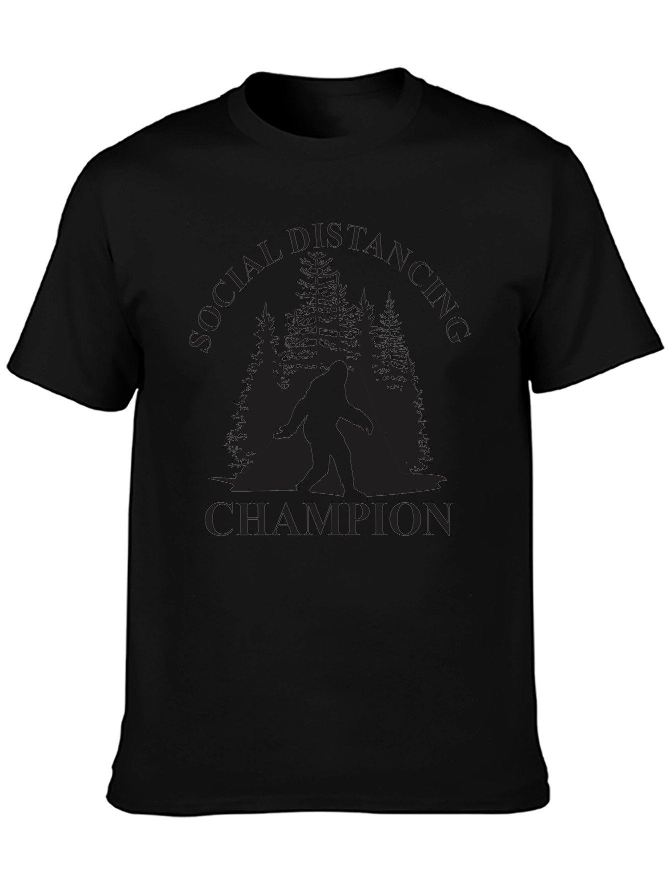 Black Social Distancing Champion Bigfoot T-Shirt view 3