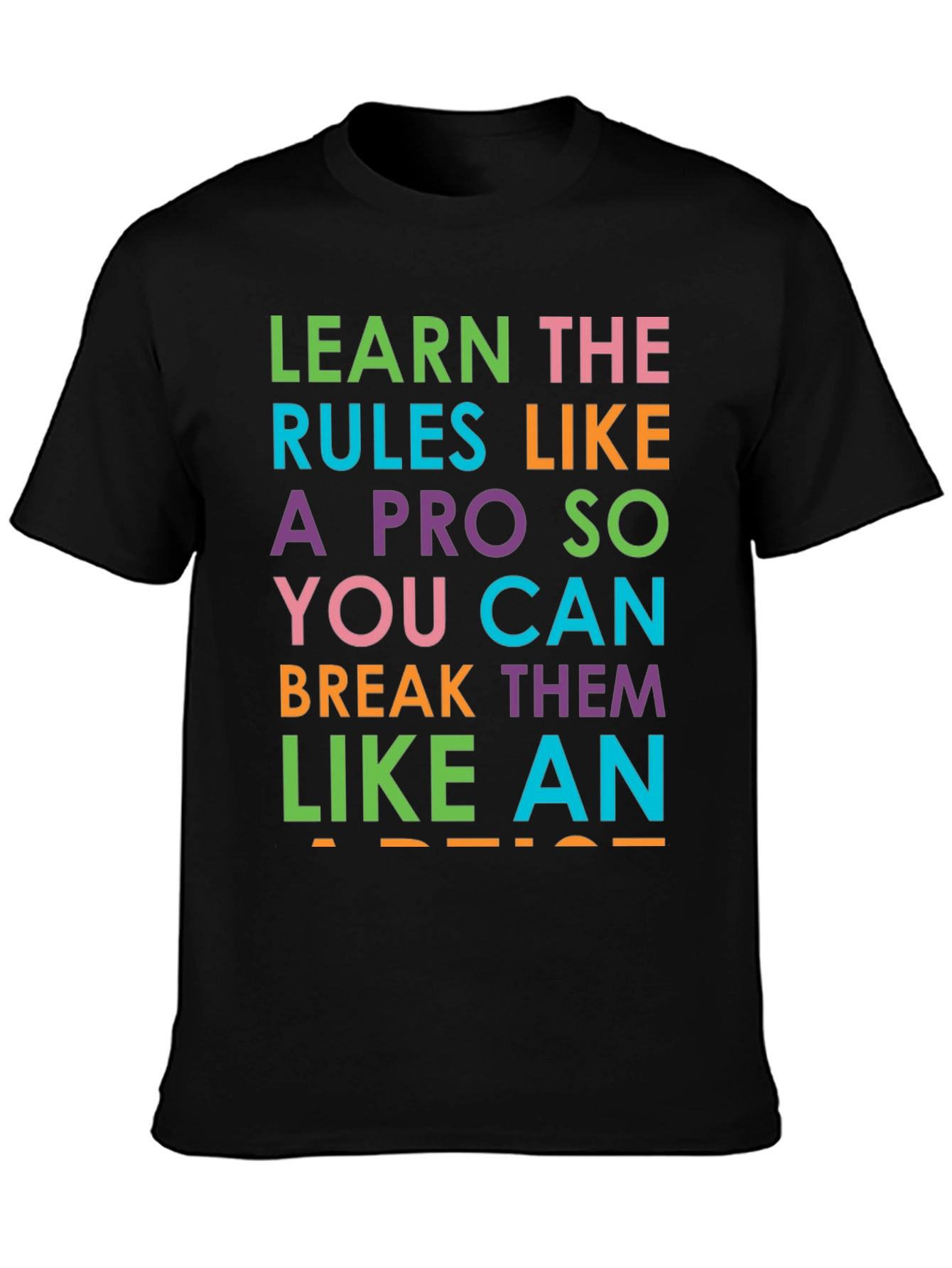 Black Learn the Rules Funny Graphic Tee view 3