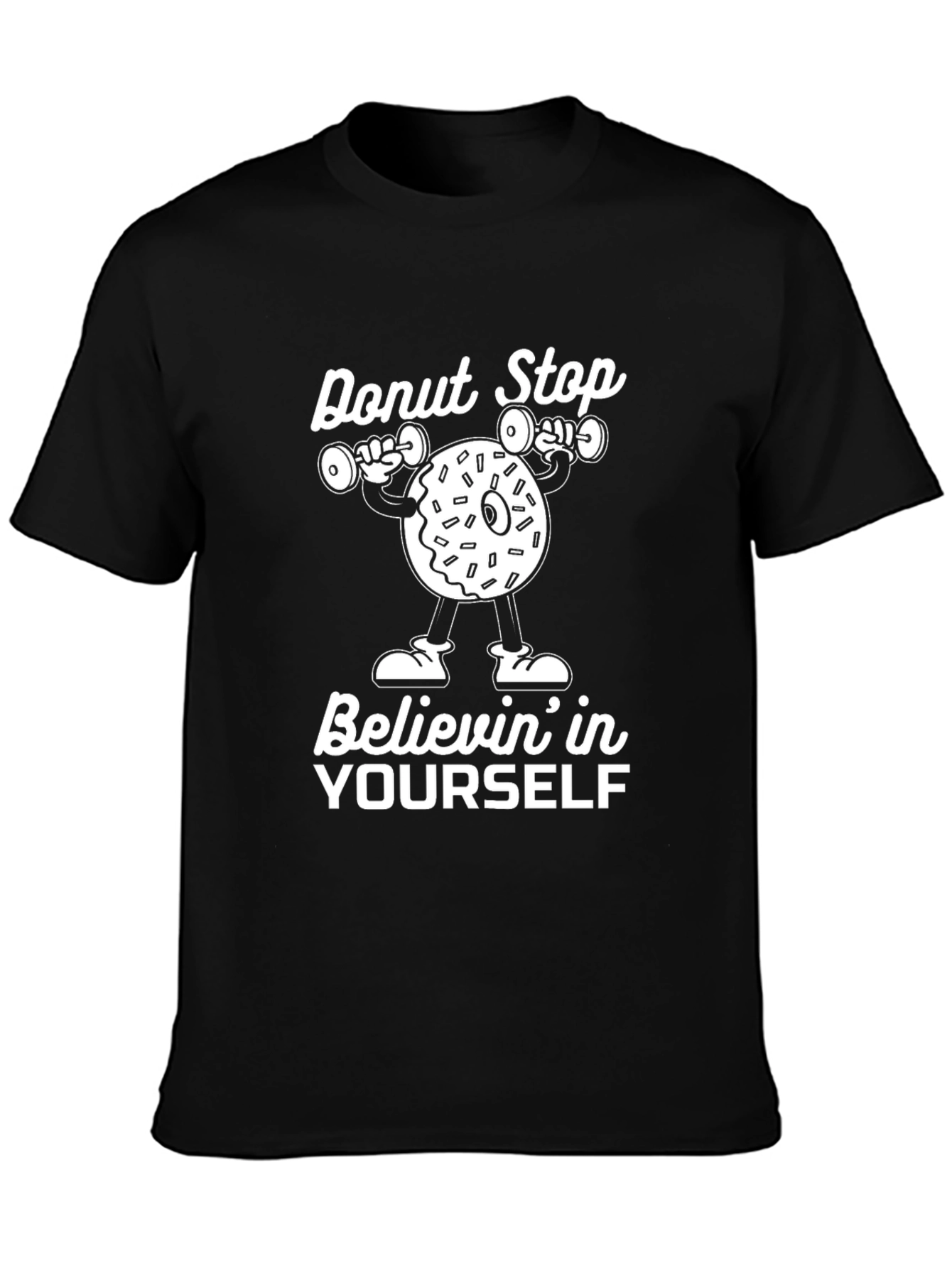 Black Donut Stop Believin' T-Shirt view 3