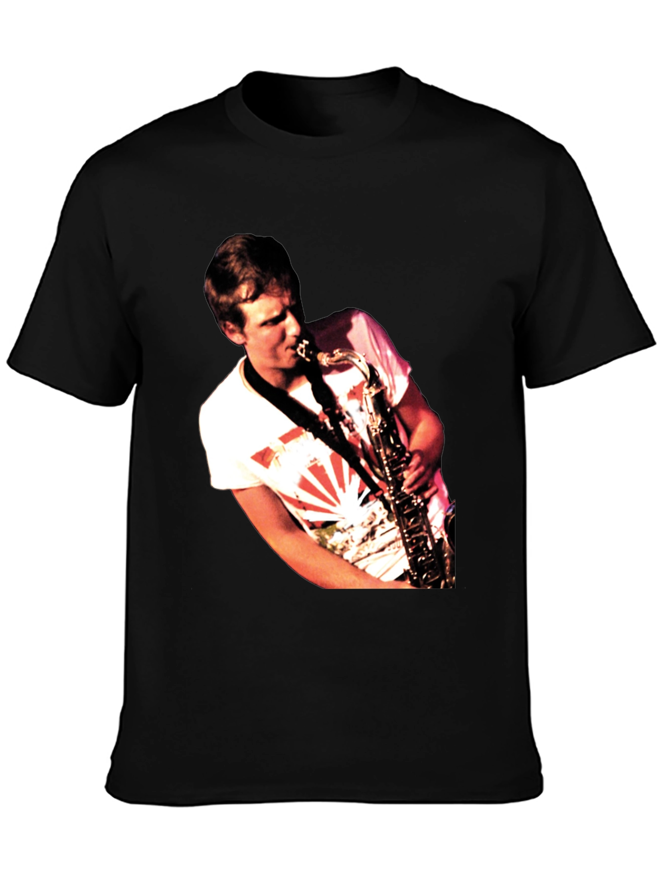 Black Saxophone Player Graphic Black T-Shirt view 3