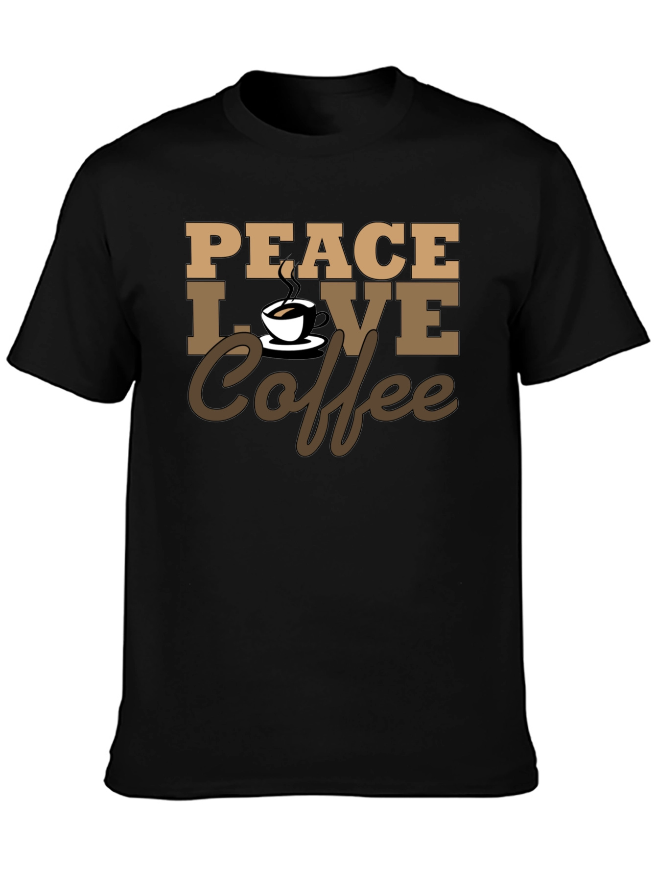 Black Peace Love Coffee T-Shirt - Stylish Casual Tee view 3