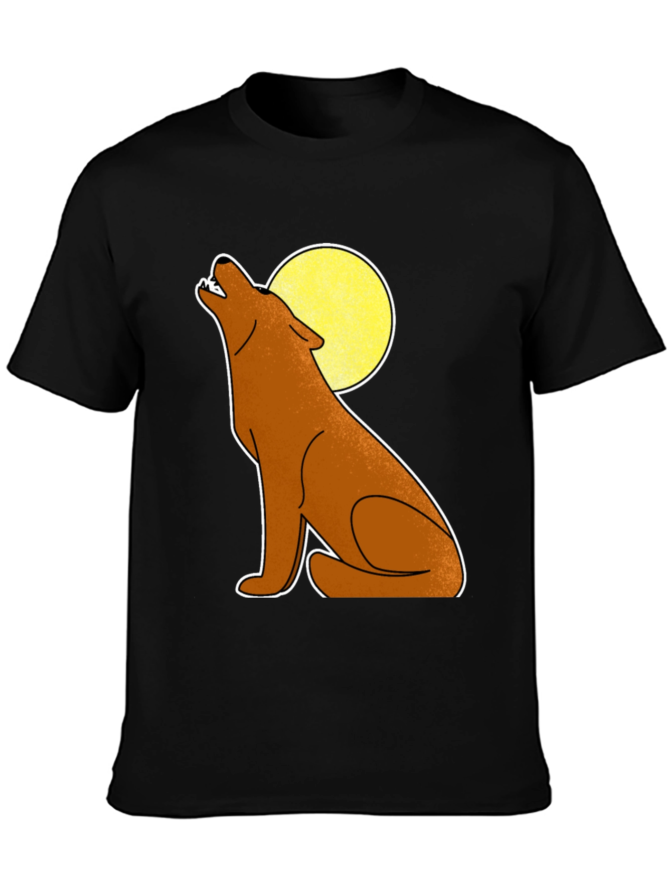 Black Wolf Howling at Moon Graphic Tee - Black view 3