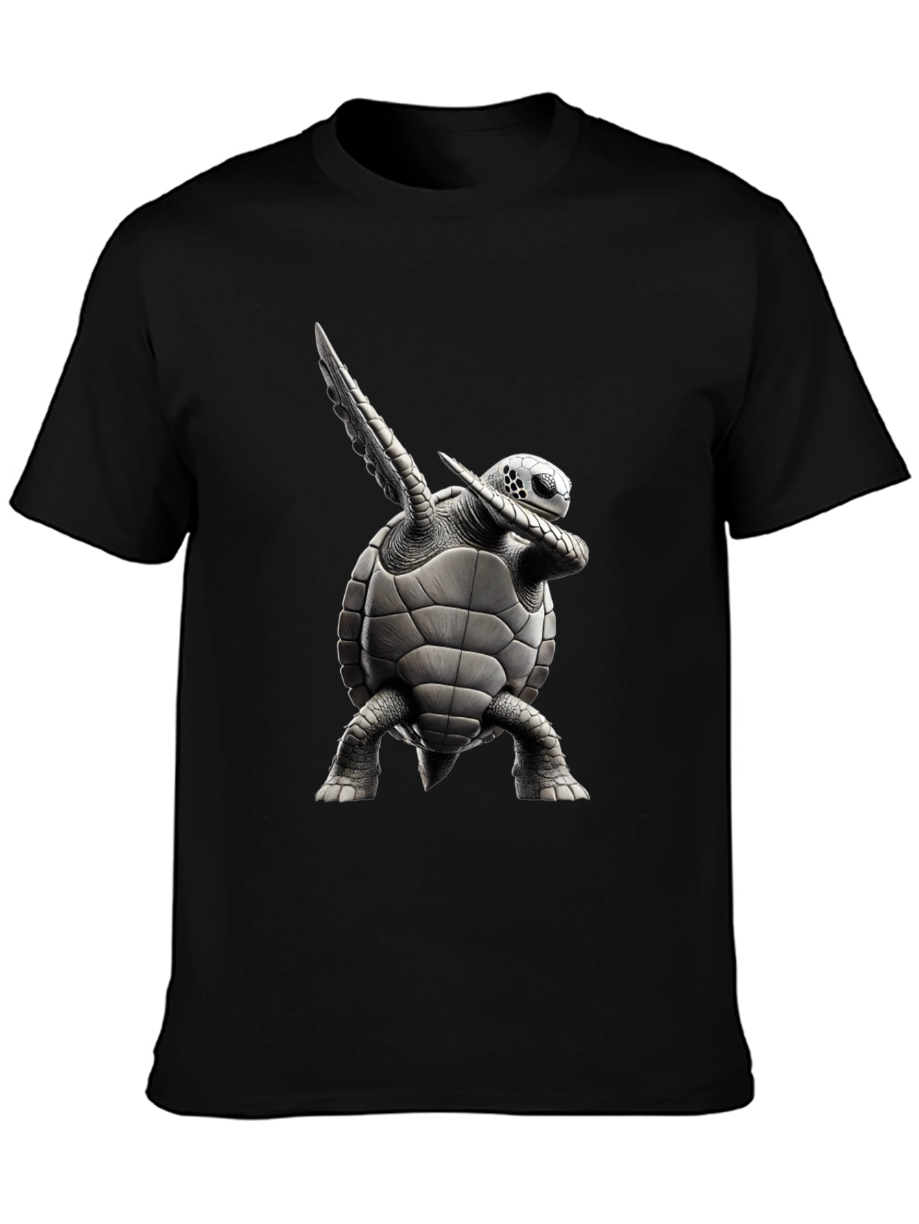 Black Dabbing Turtle Graphic T-Shirt - Black Cotton Tee view 3