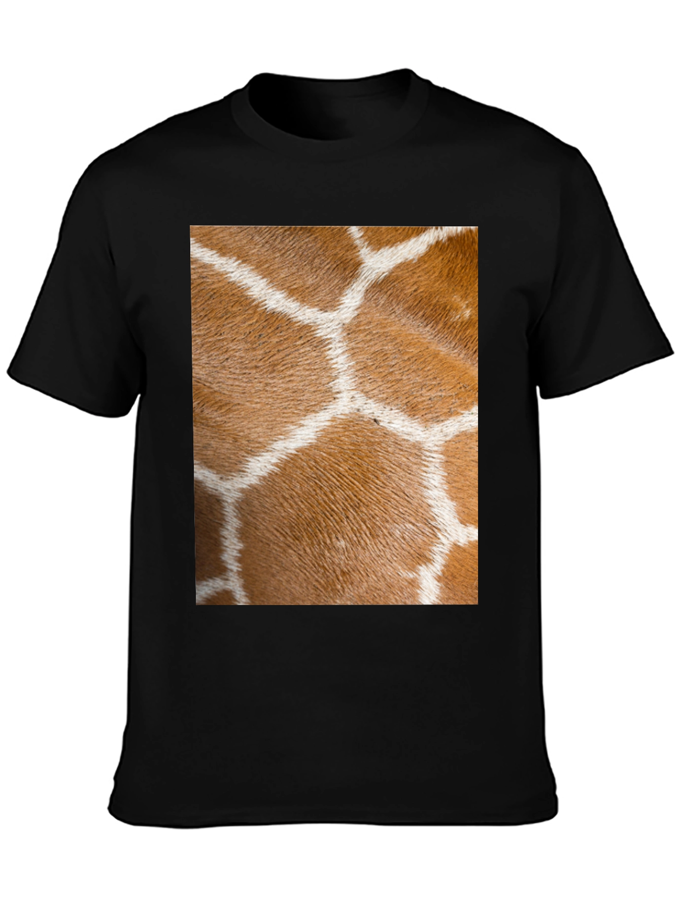 Black Giraffe Print Black T-Shirt view 3