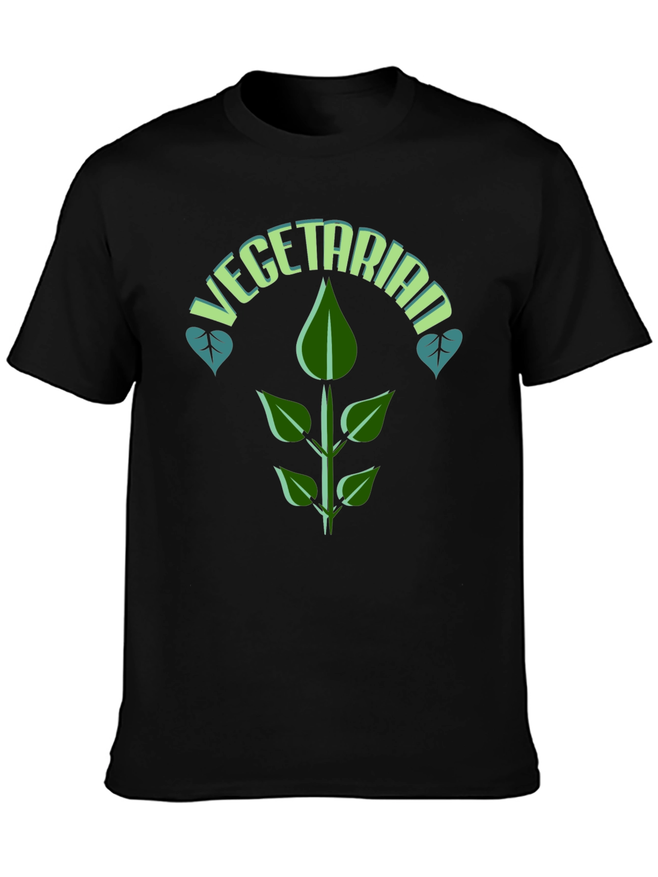 Black Vegetarian T-Shirt: Plant-Based Fashion view 3
