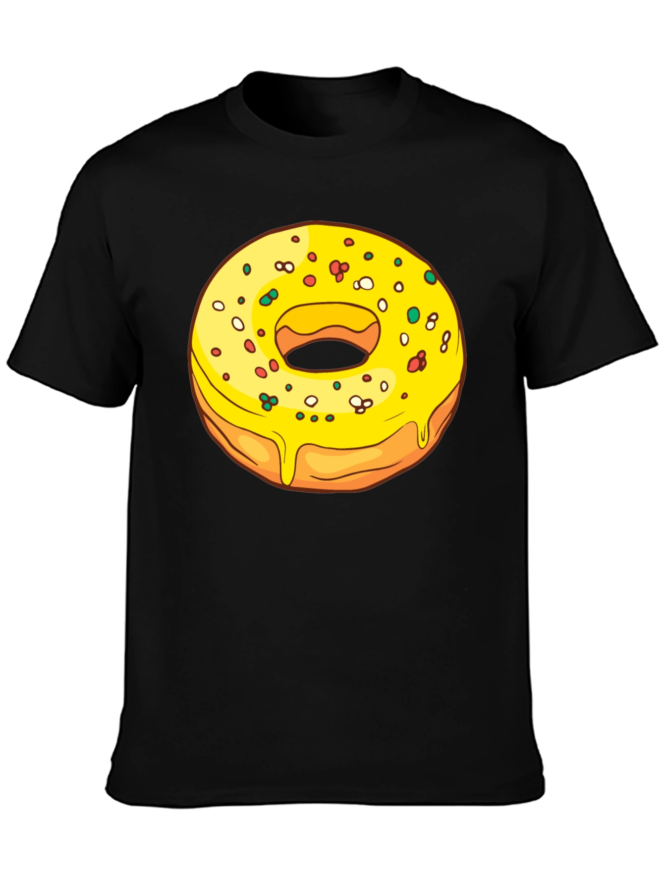 Black Donut Graphic T-Shirt - Black, Casual Wear view 3