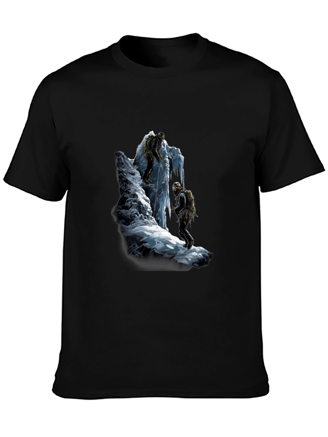 Black Mountain Climber Graphic Tee - Black Cotton T-Shirt view 3