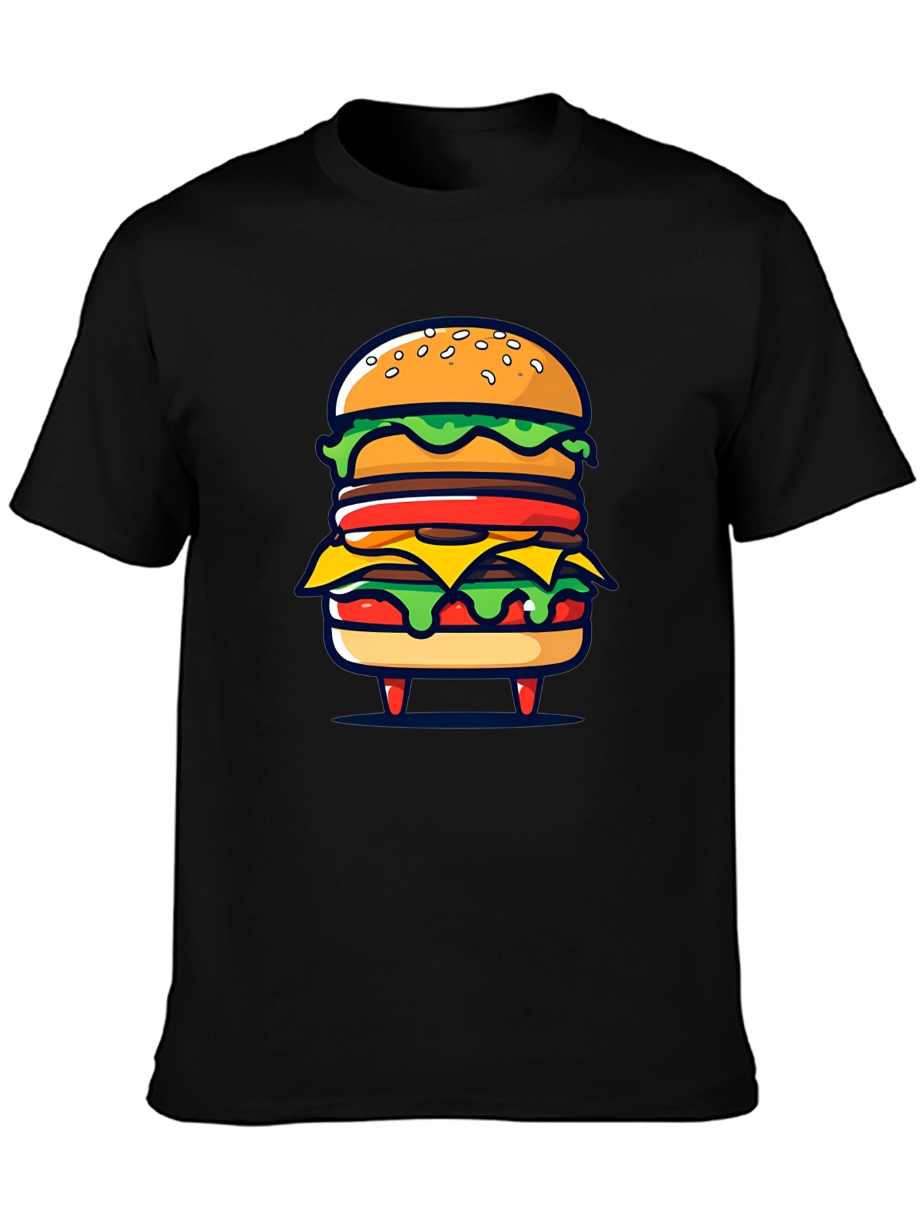 Black Burger Graphic Black T-Shirt view 3