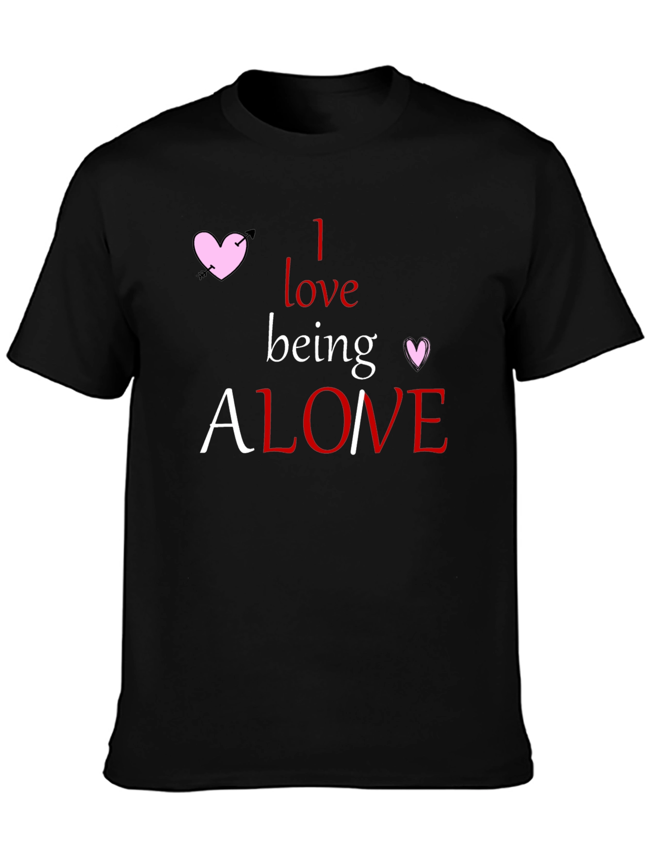 Black Alone T-Shirt - Heart Graphic Tee view 3