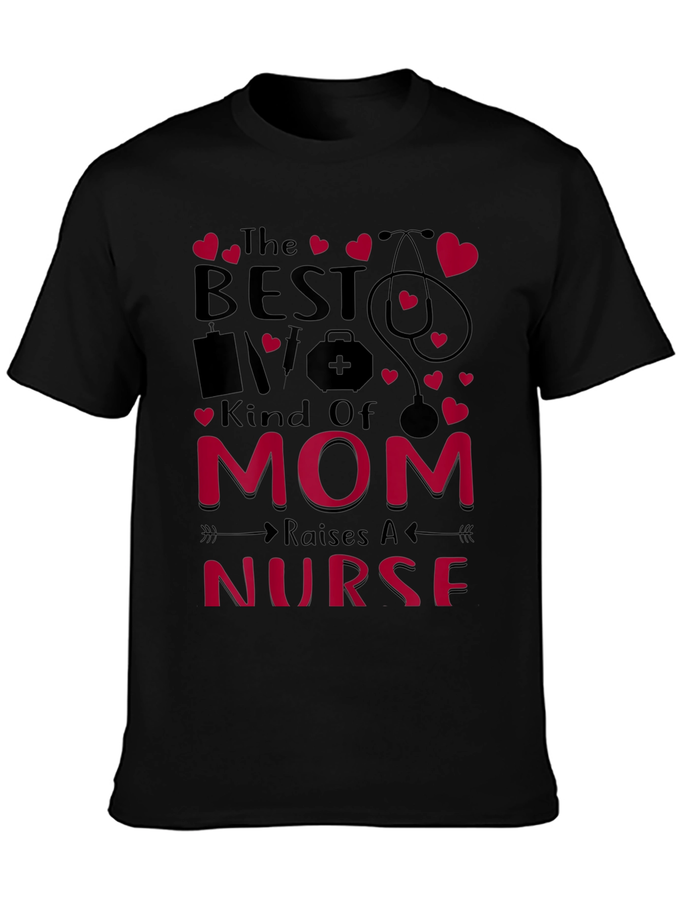Black Best Mom Raises A Nurse T-Shirt view 3