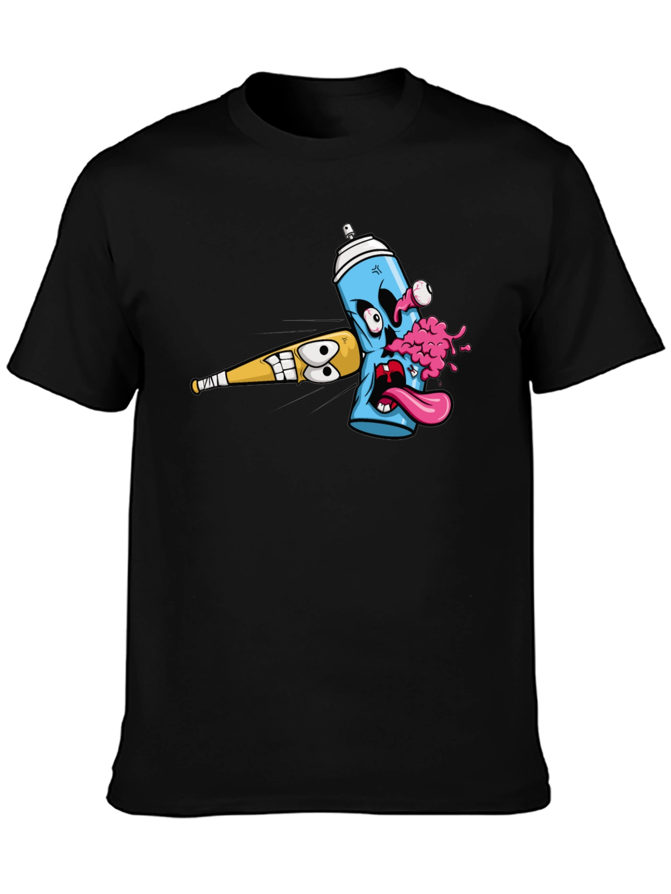 Black Cartoon Graffiti Graphic Tee view 3