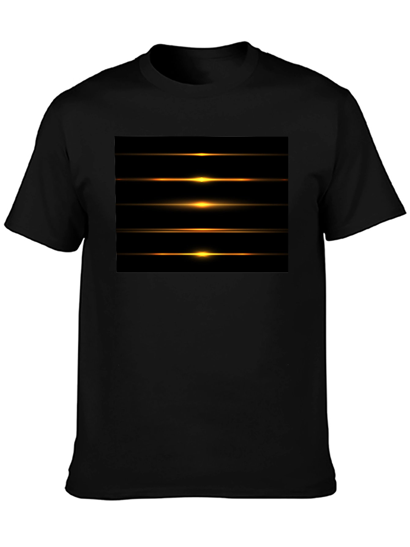 Black Men's Black Graphic Tee - Light Streak Design view 3