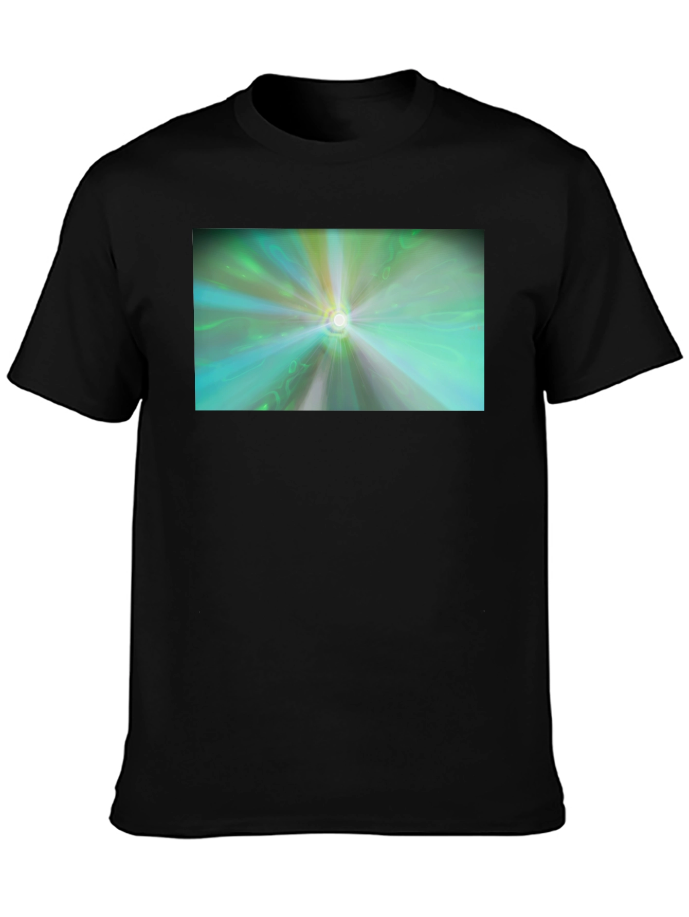 Black Abstract Light Burst T-Shirt - Black Cotton Blend view 3