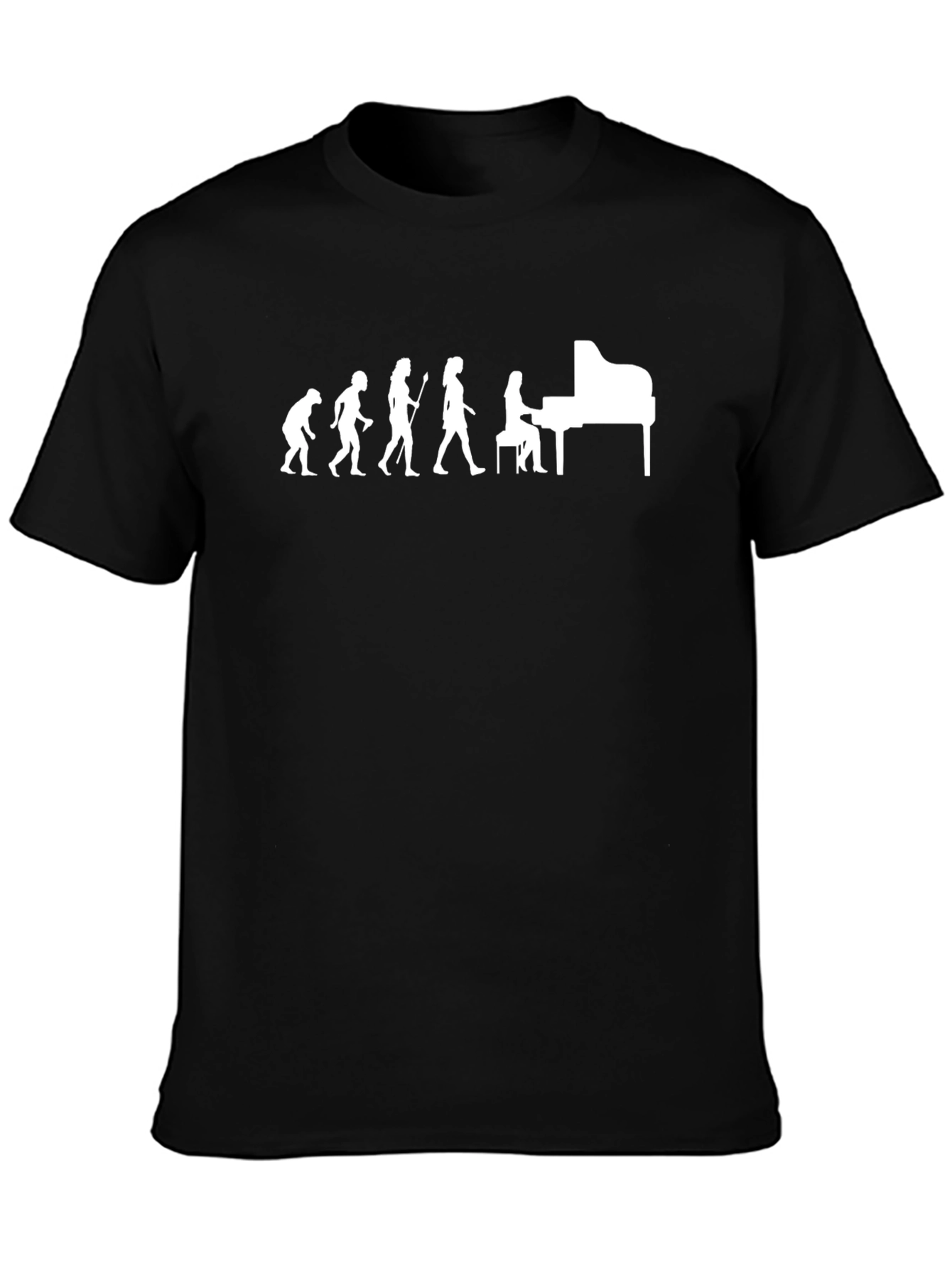 Black Evolution of Piano Player Graphic T-Shirt - Black view 3