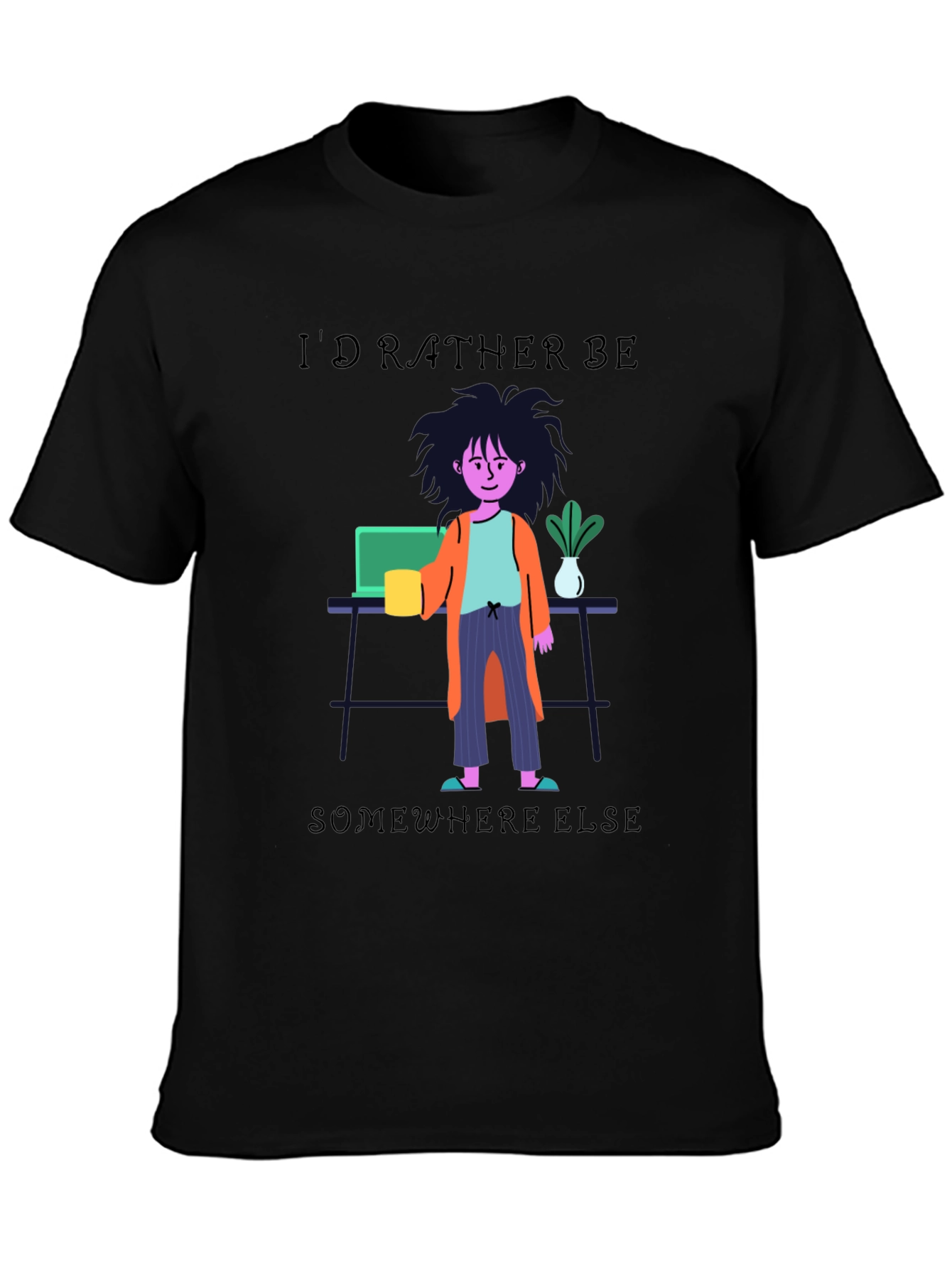 Black I'd Rather Be Elsewhere T-Shirt view 3