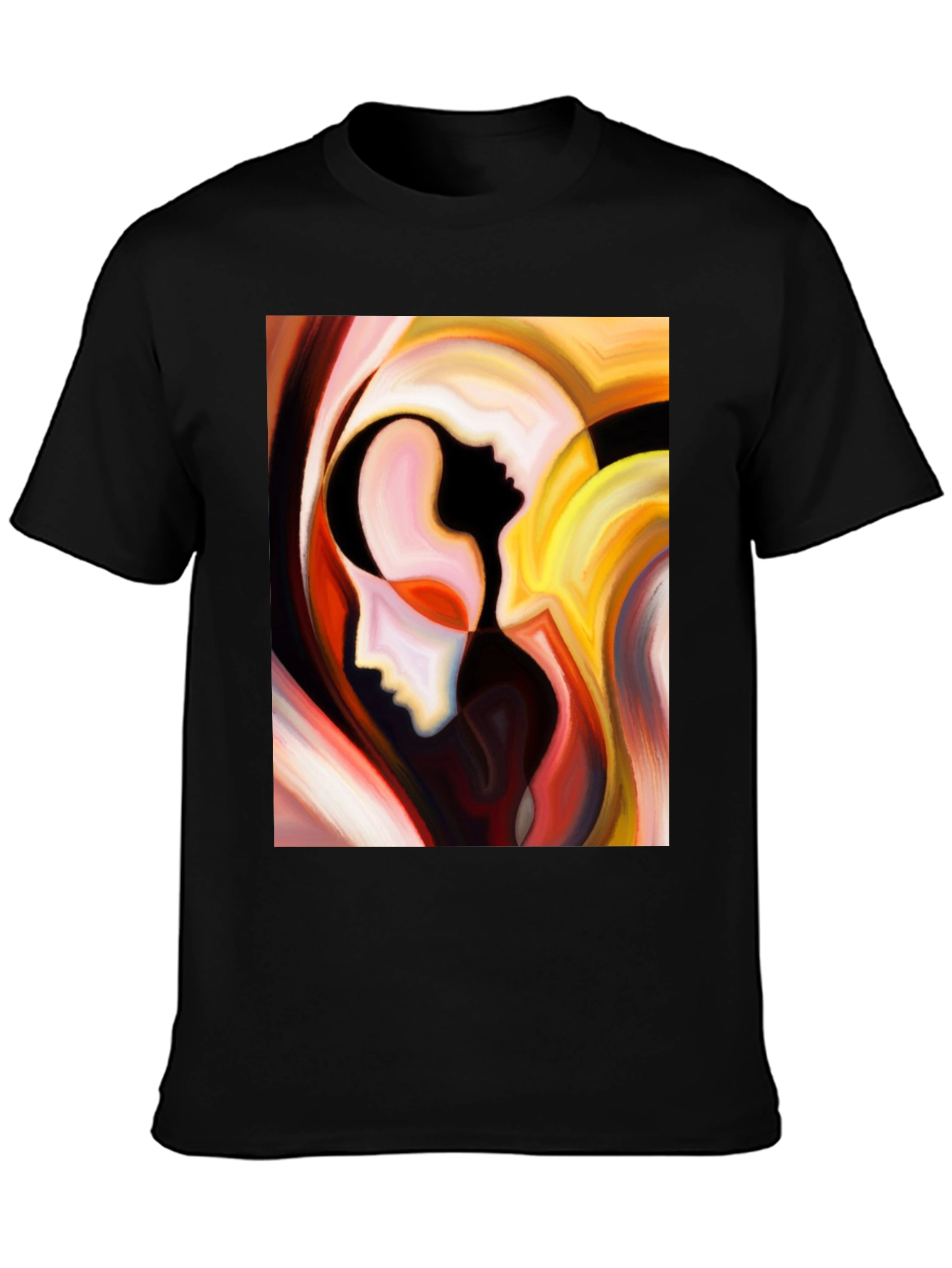 Black Abstract Faces Graphic T-Shirt - Modern Art Tee view 3