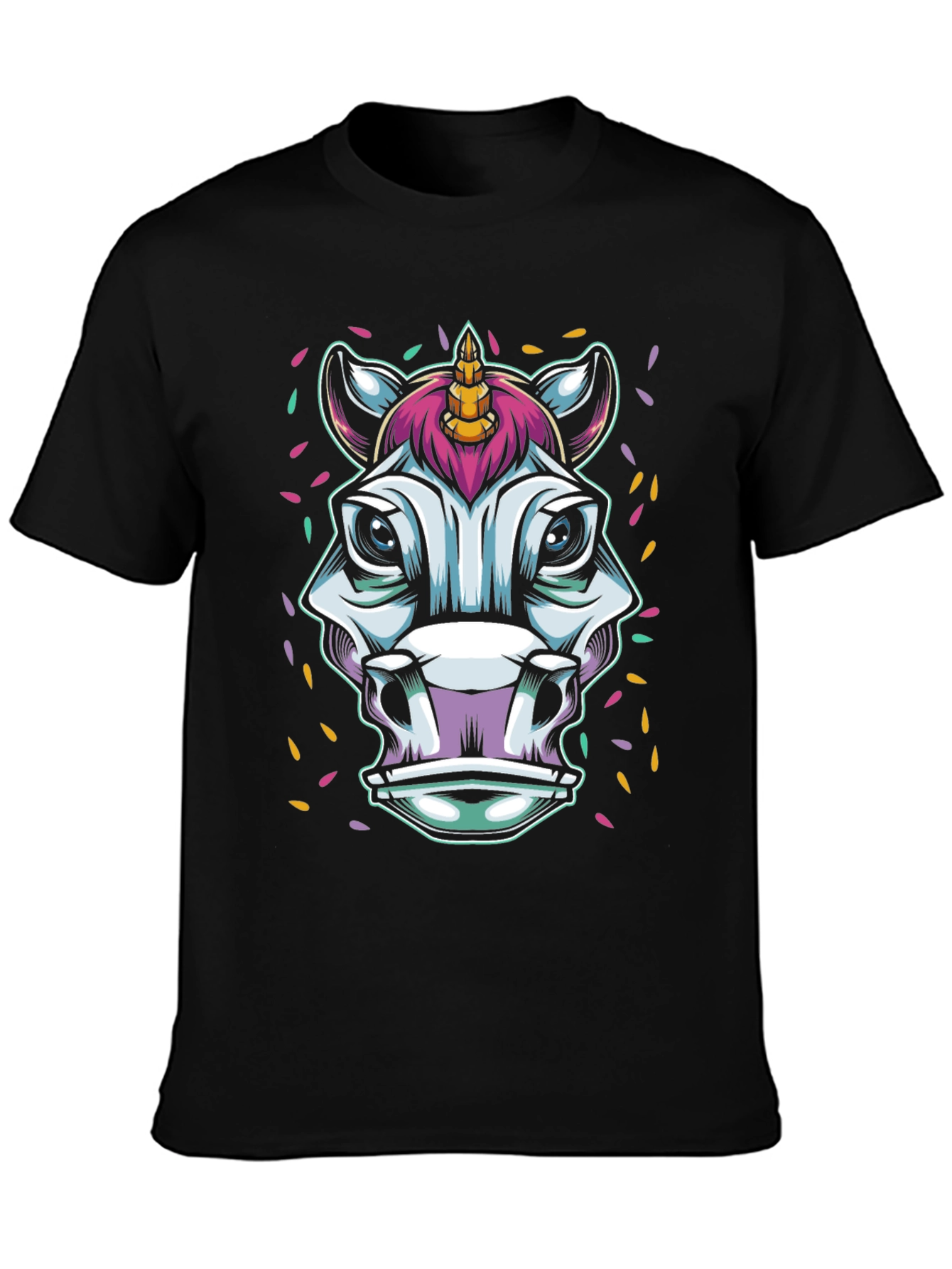 Black Unicorn Graphic Tee - Men's Black T-Shirt view 3