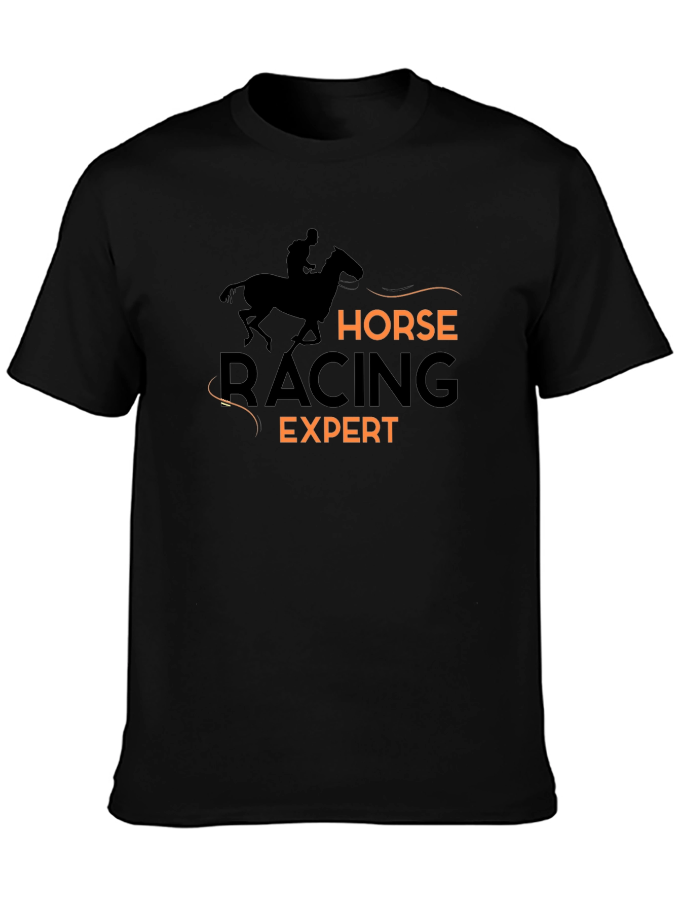 Black Horse Racing Expert Black T-Shirt view 3