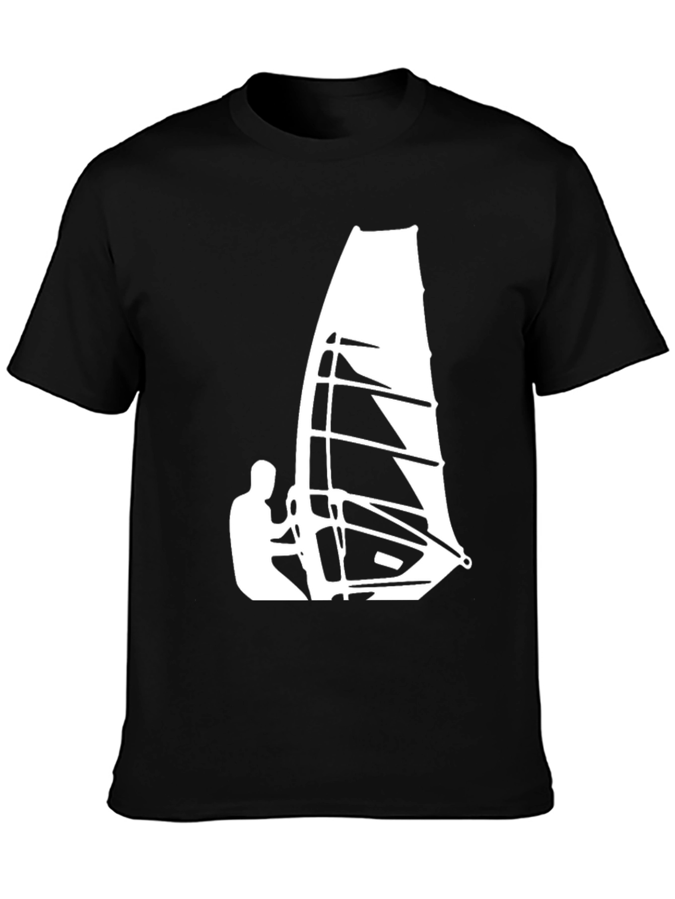 Black Windsurfer Graphic Tee - Black Cotton T-Shirt view 3