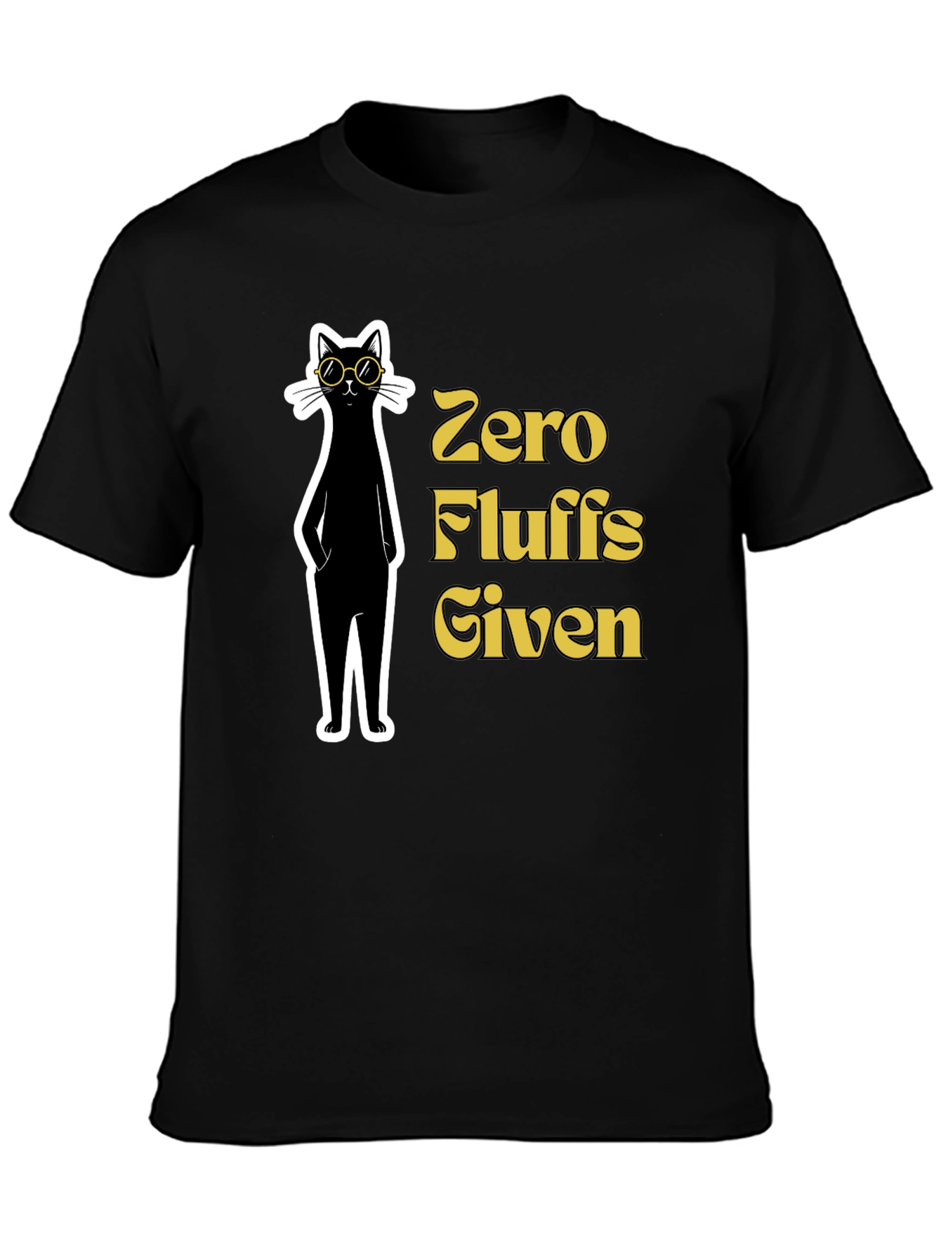 Black Zero Fluffs Given Cat Graphic T-Shirt view 3
