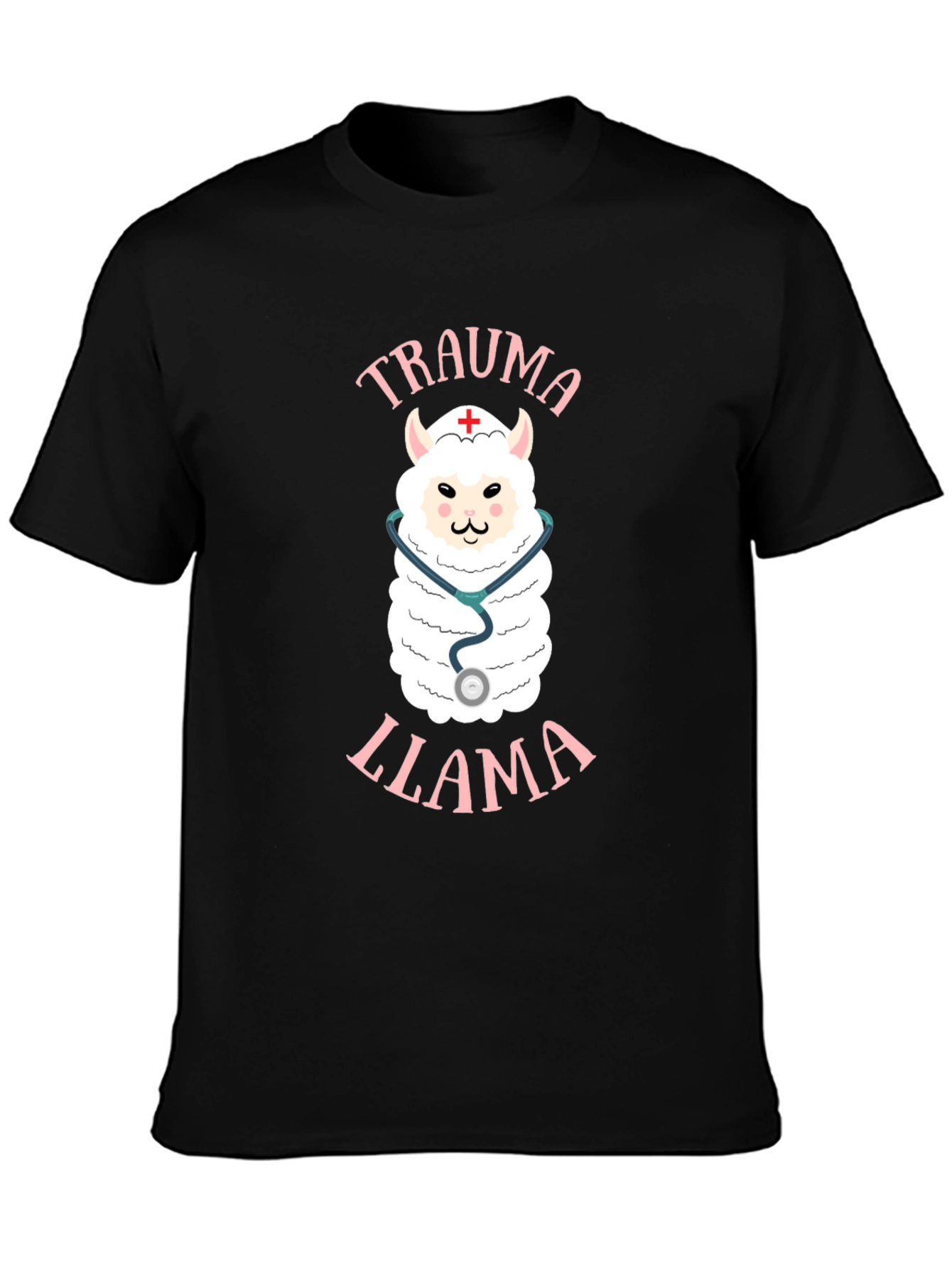 Black Trauma Llama T-Shirt - Nurse Alpaca Tee view 3