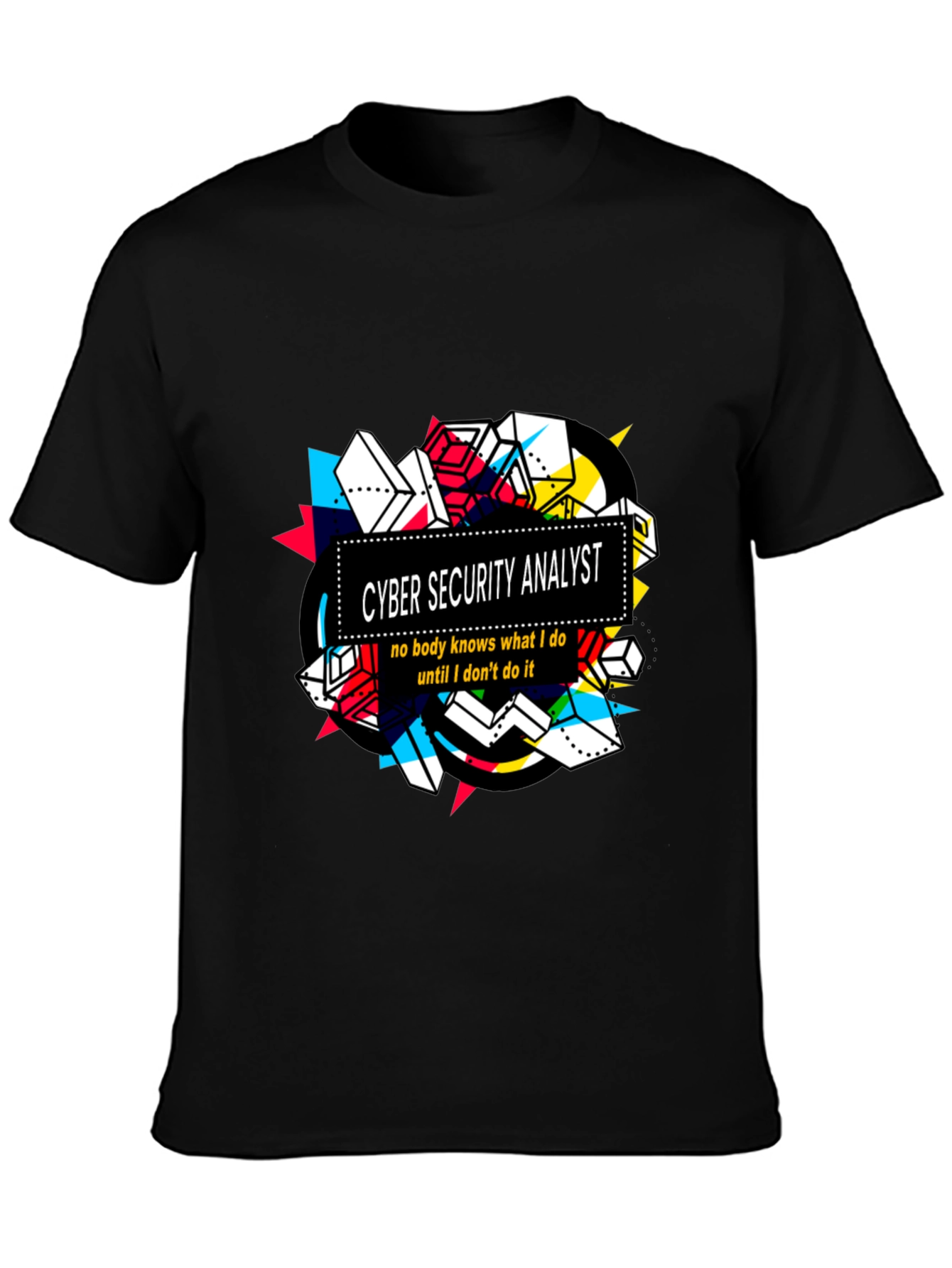 Black Cyber Security Analyst Graphic T-Shirt view 3