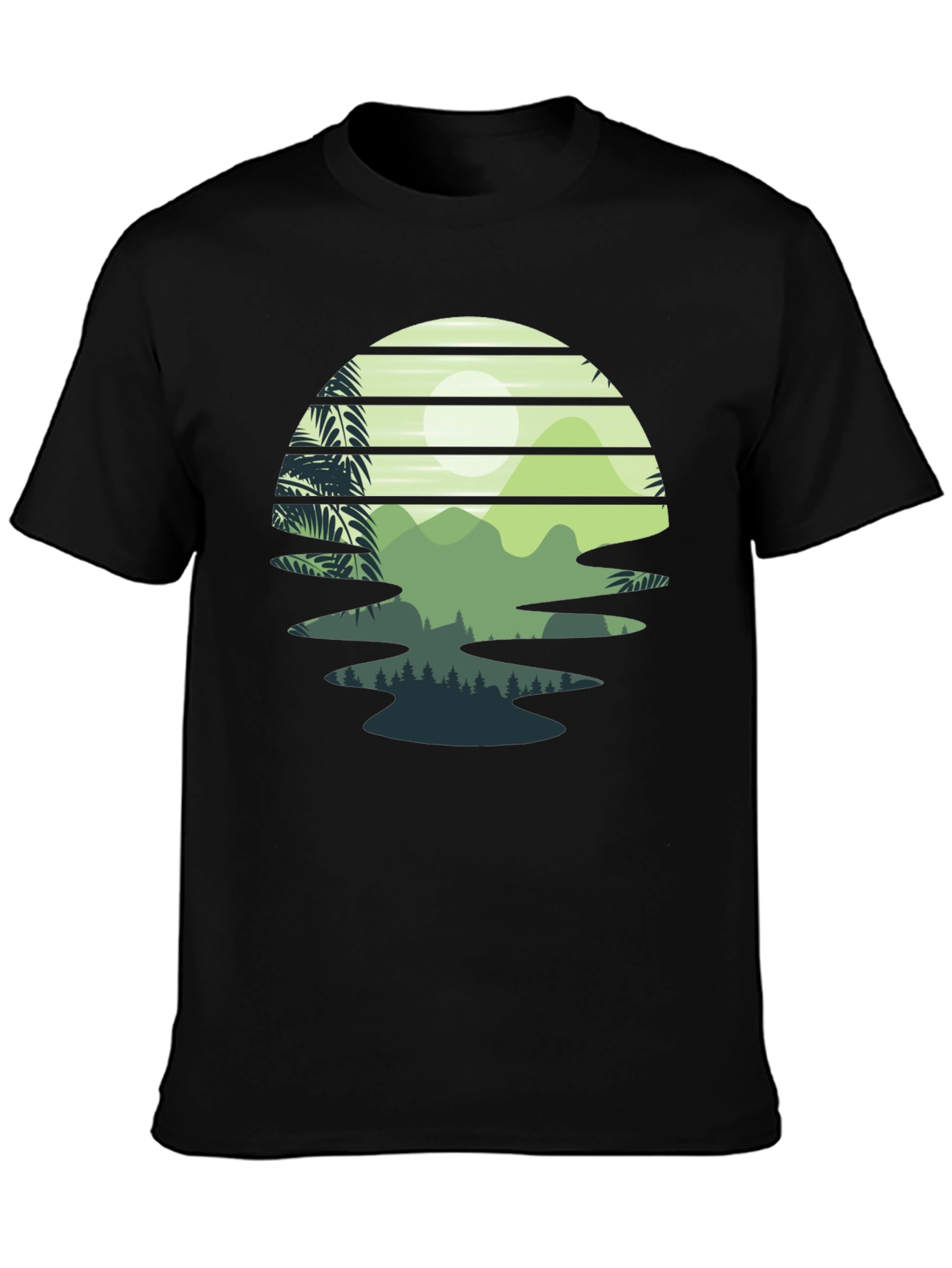 Black Retro Sunset Landscape Graphic Tee view 3
