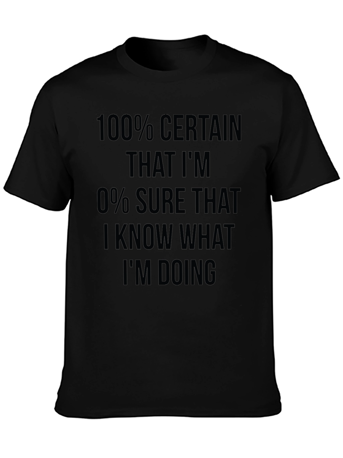 Black Funny Sarcastic 100% Certain T-Shirt view 3