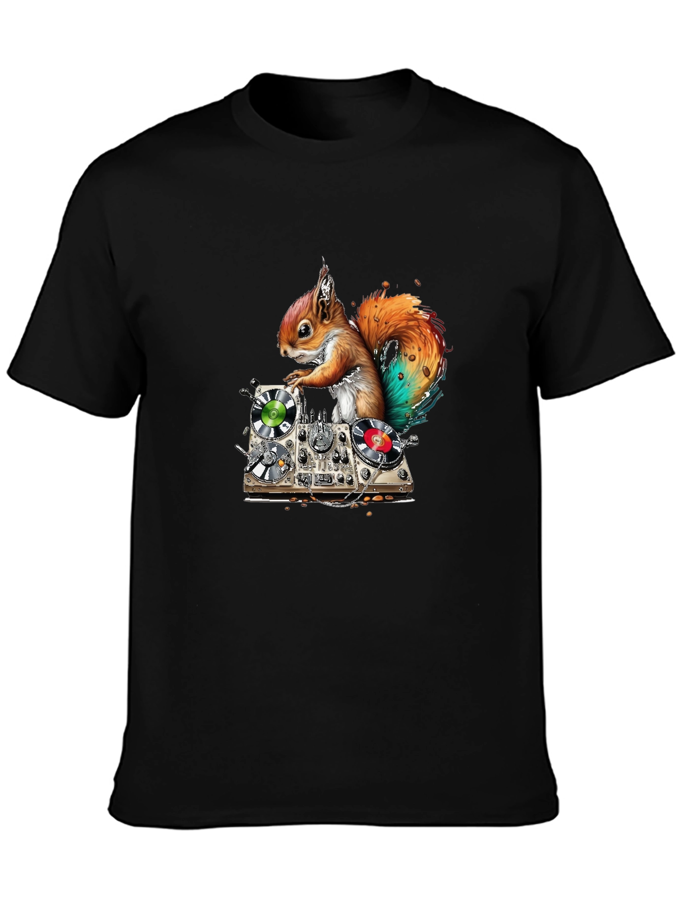 Black DJ Squirrel Graphic T-Shirt view 3