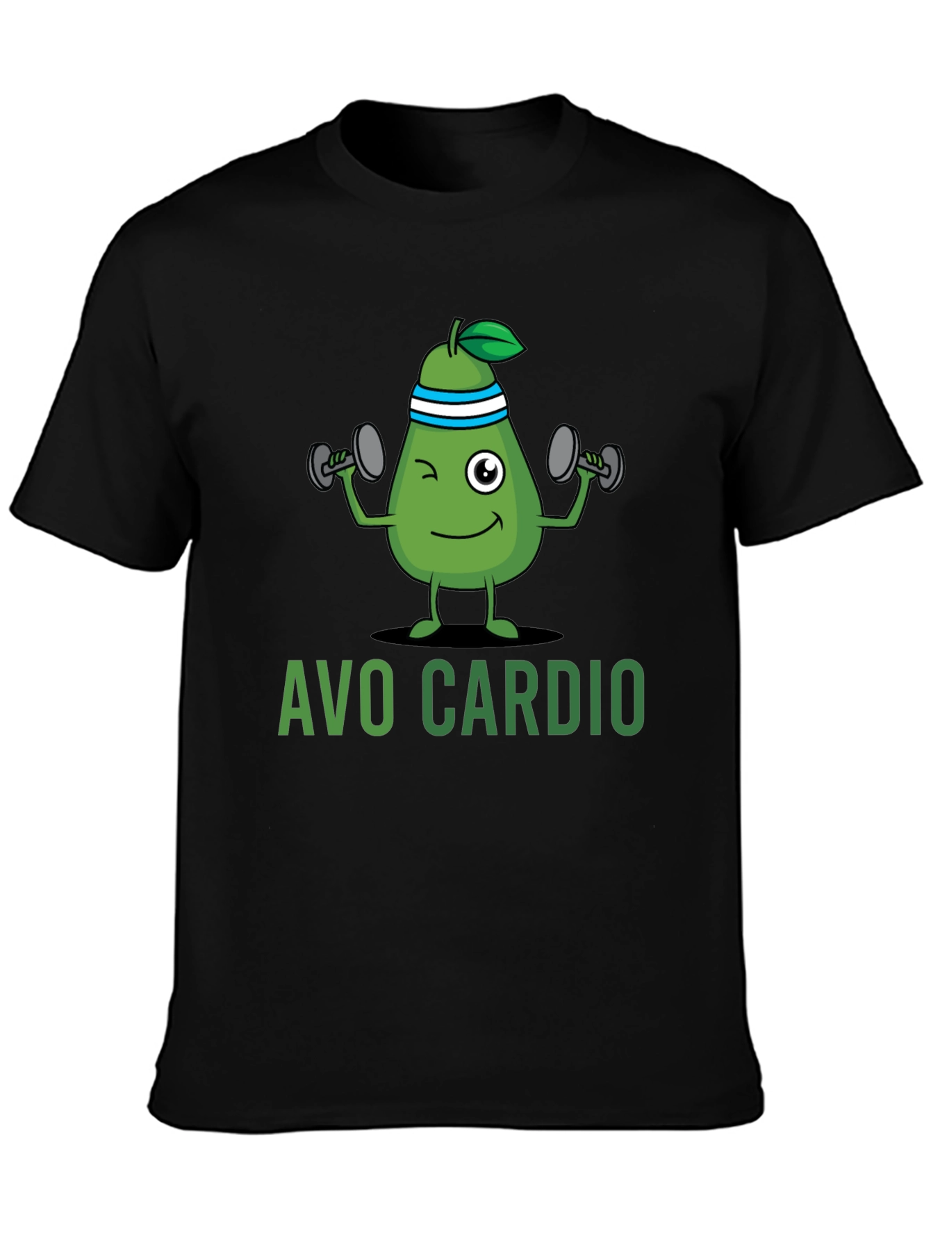 Black Avo Cardio Black T-Shirt - Workout Avocado Design view 3