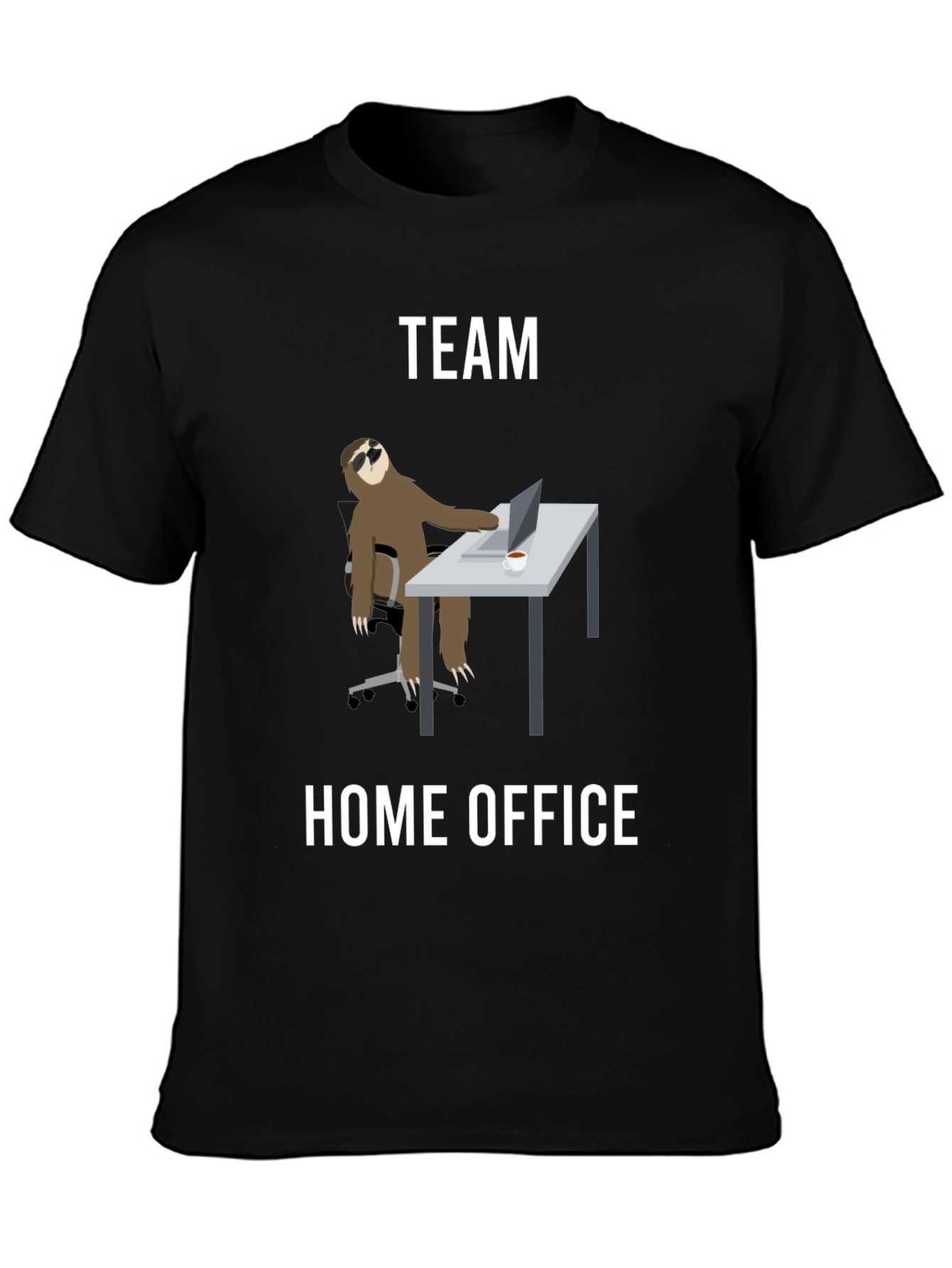 Black Team Home Office Sloth T-Shirt - Funny Work From Home Tee view 3
