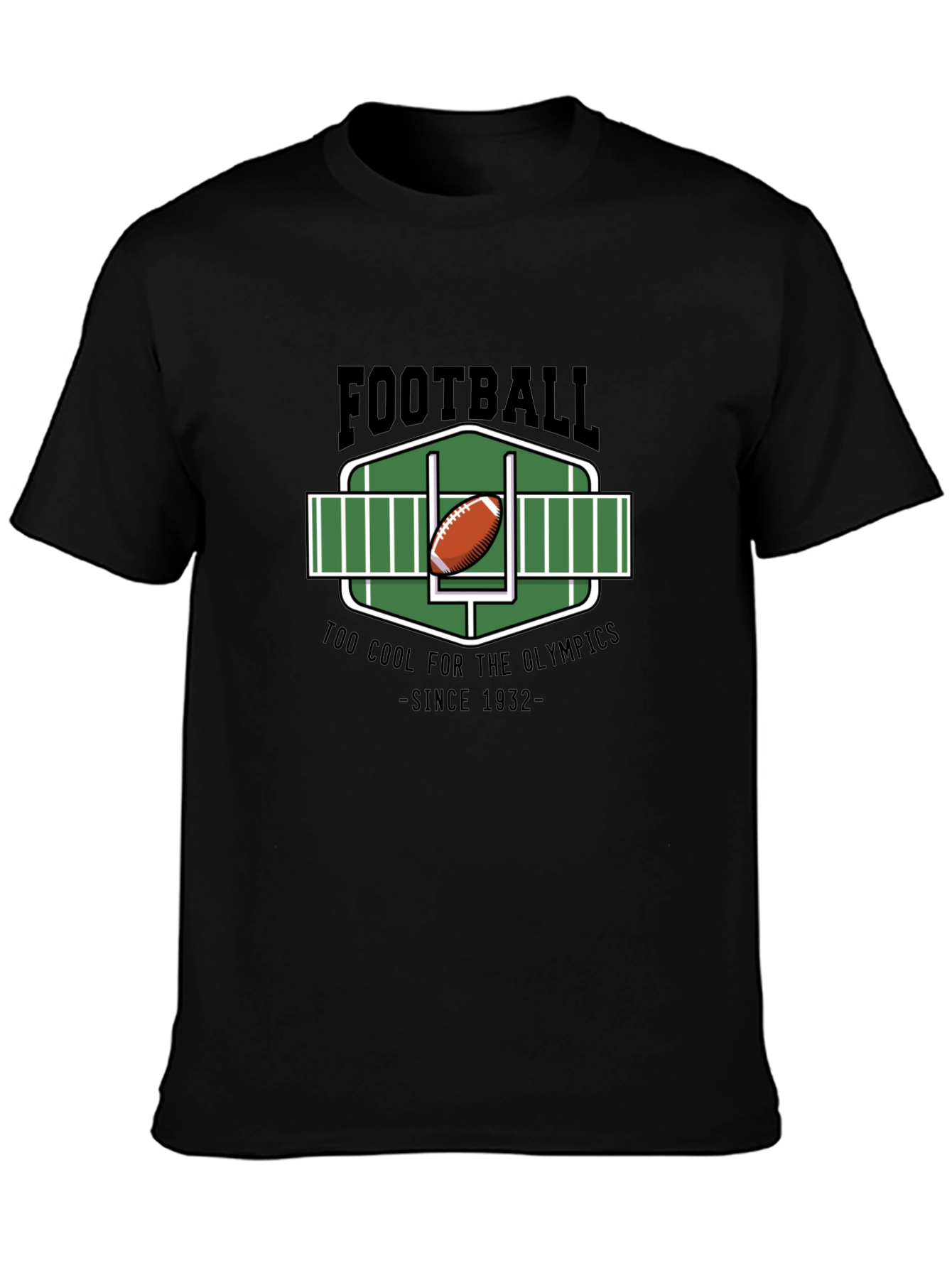 Black Football Too Cool Olympics T-Shirt view 3