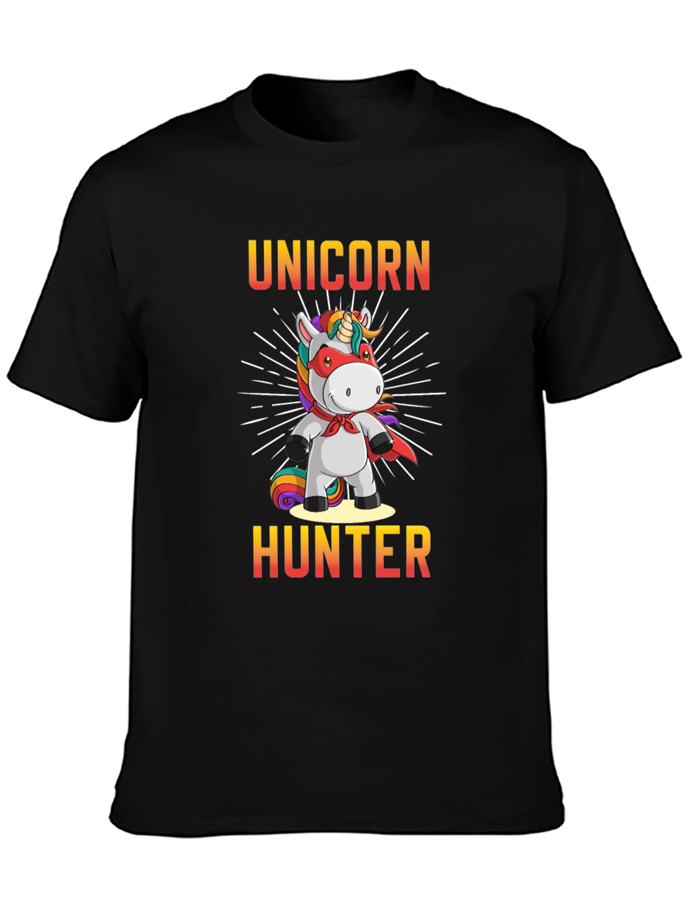 Black Unicorn Hunter Graphic T-Shirt - Funny Animal Tee view 3