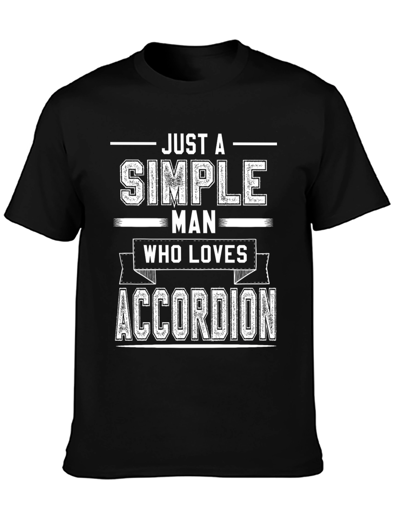 Black Simple Man Accordion Lover T-Shirt view 3