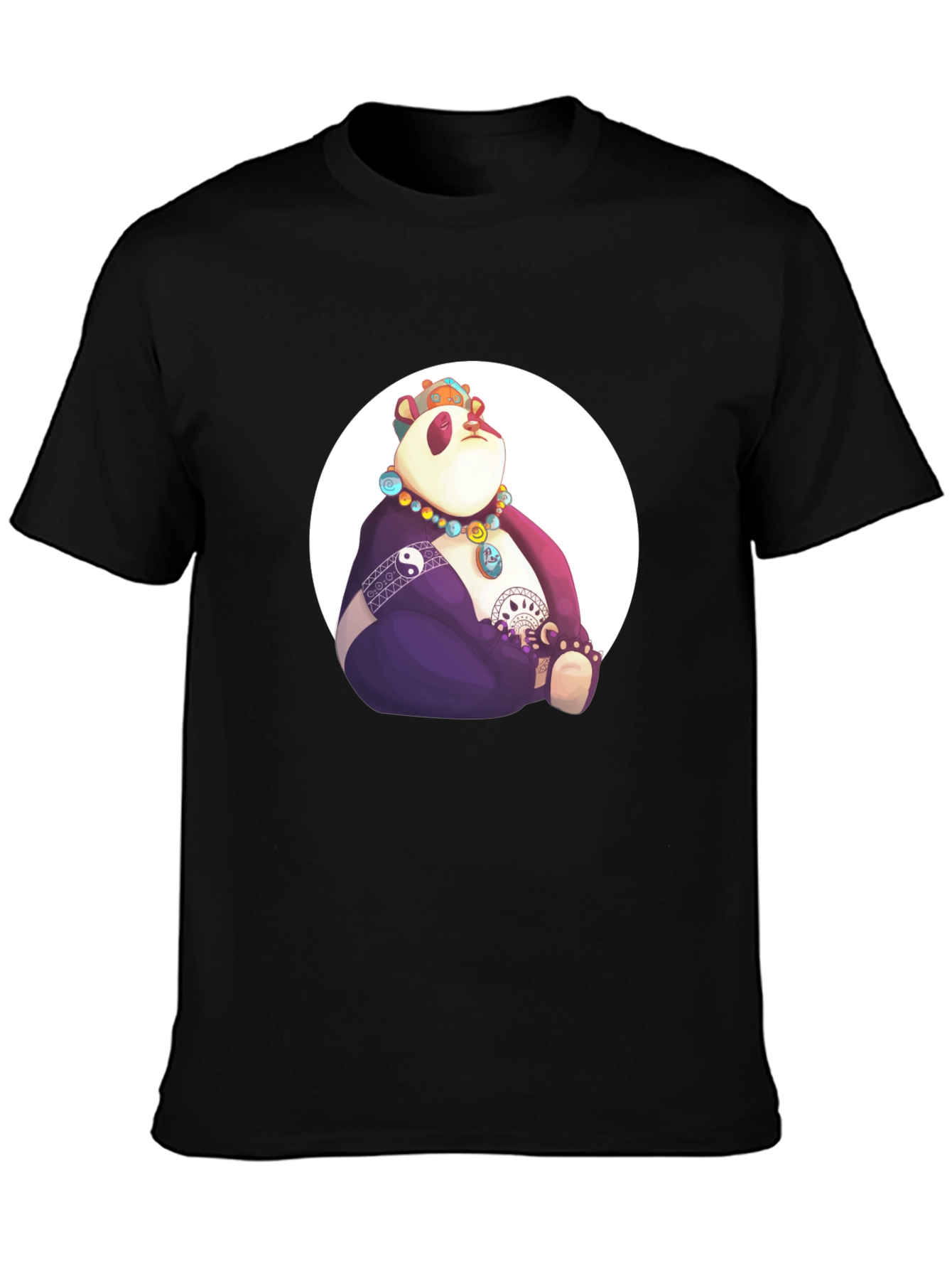 Black Zen Panda Graphic Tee - Black Casual Shirt view 3