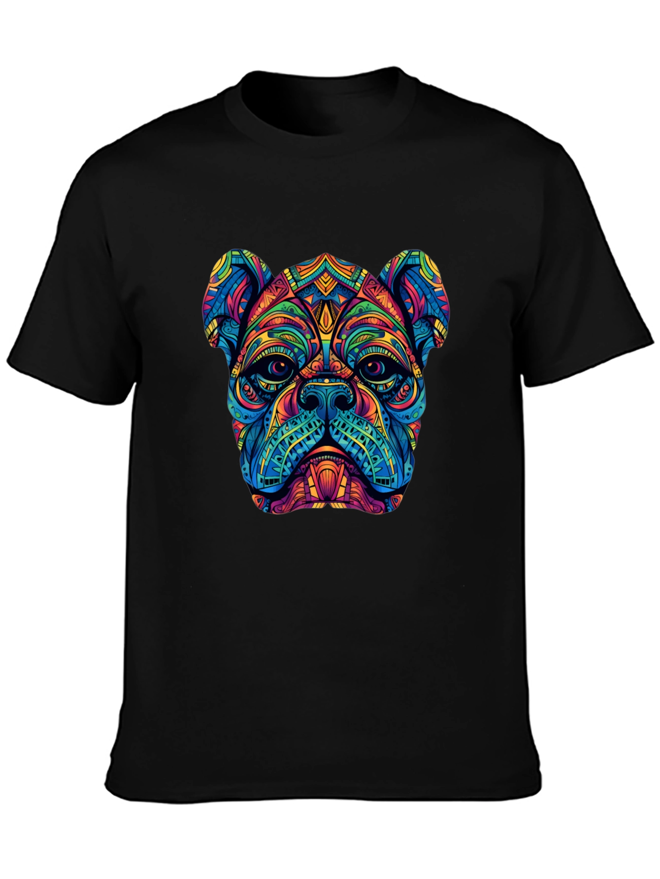 Black Psychedelic Bulldog Graphic Tee - Black view 3