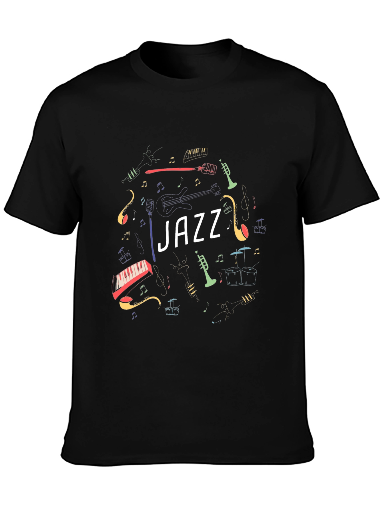 Black Jazz Music Instrument Graphic Black T-Shirt view 3