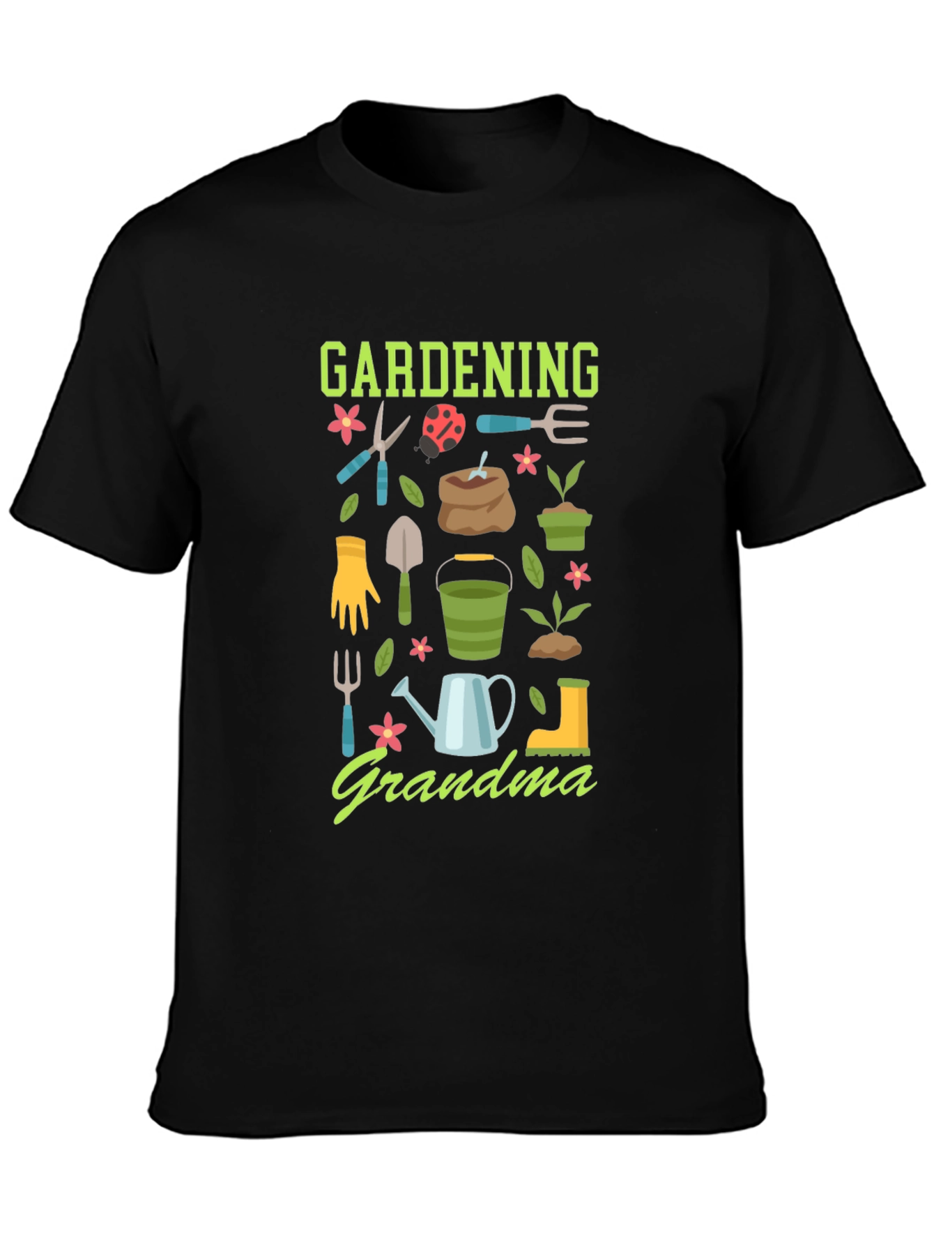 Black Gardening Grandma T-Shirt view 3