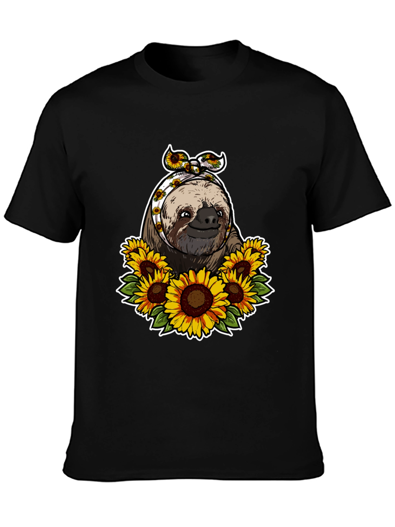 Black Sloth & Sunflower Graphic Tee view 3