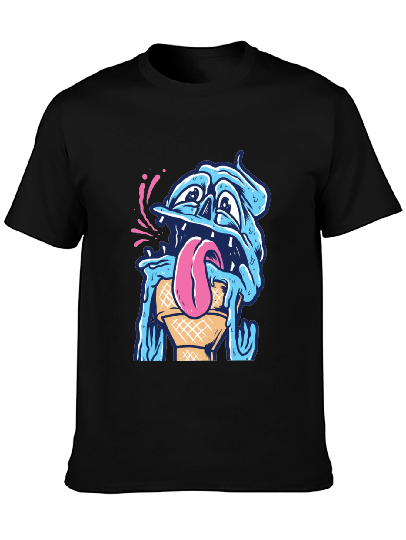 Black Melting Ice Cream Monster Graphic Tee view 3