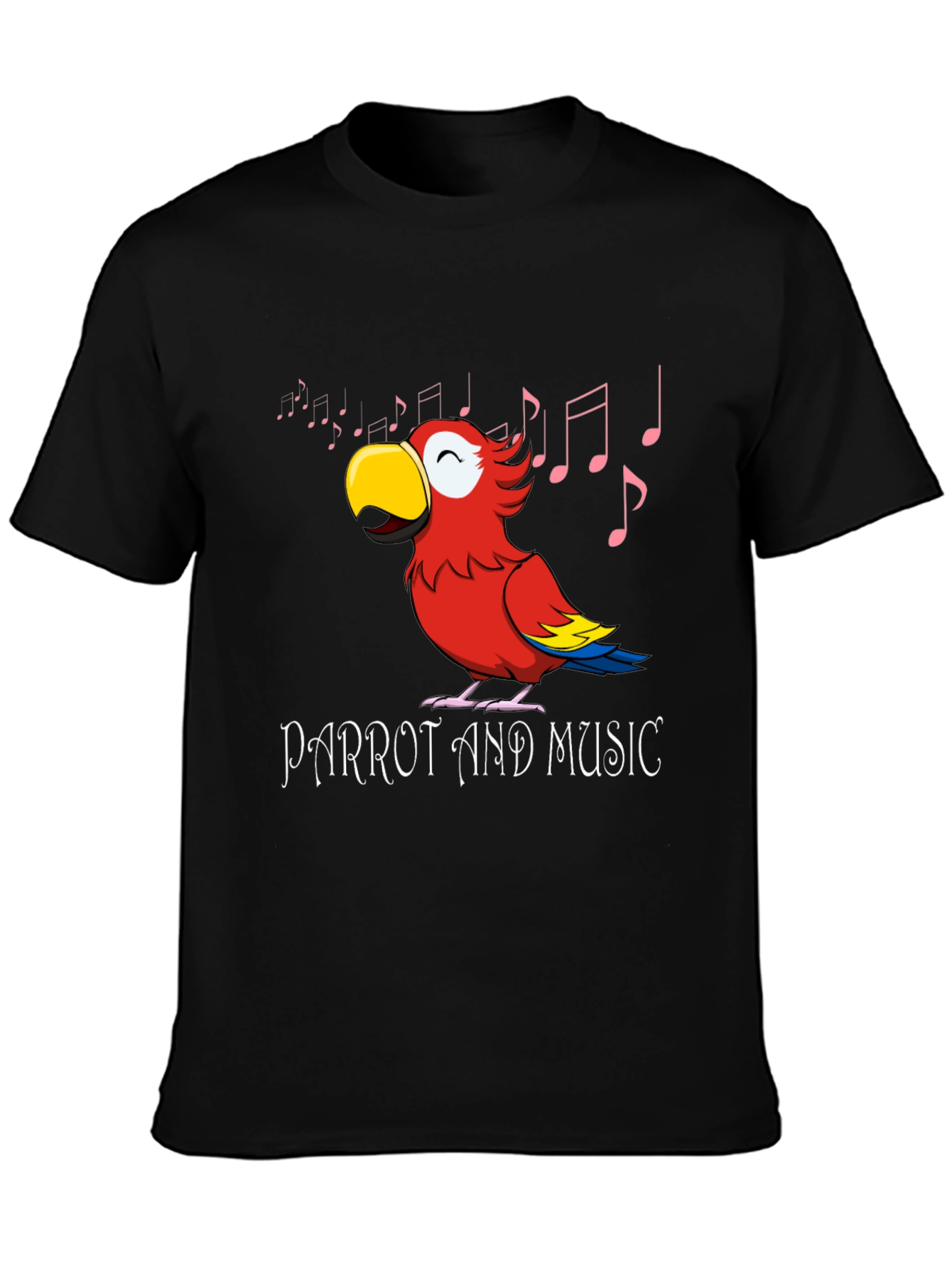 Black Parrot and Music T-Shirt - Black view 3