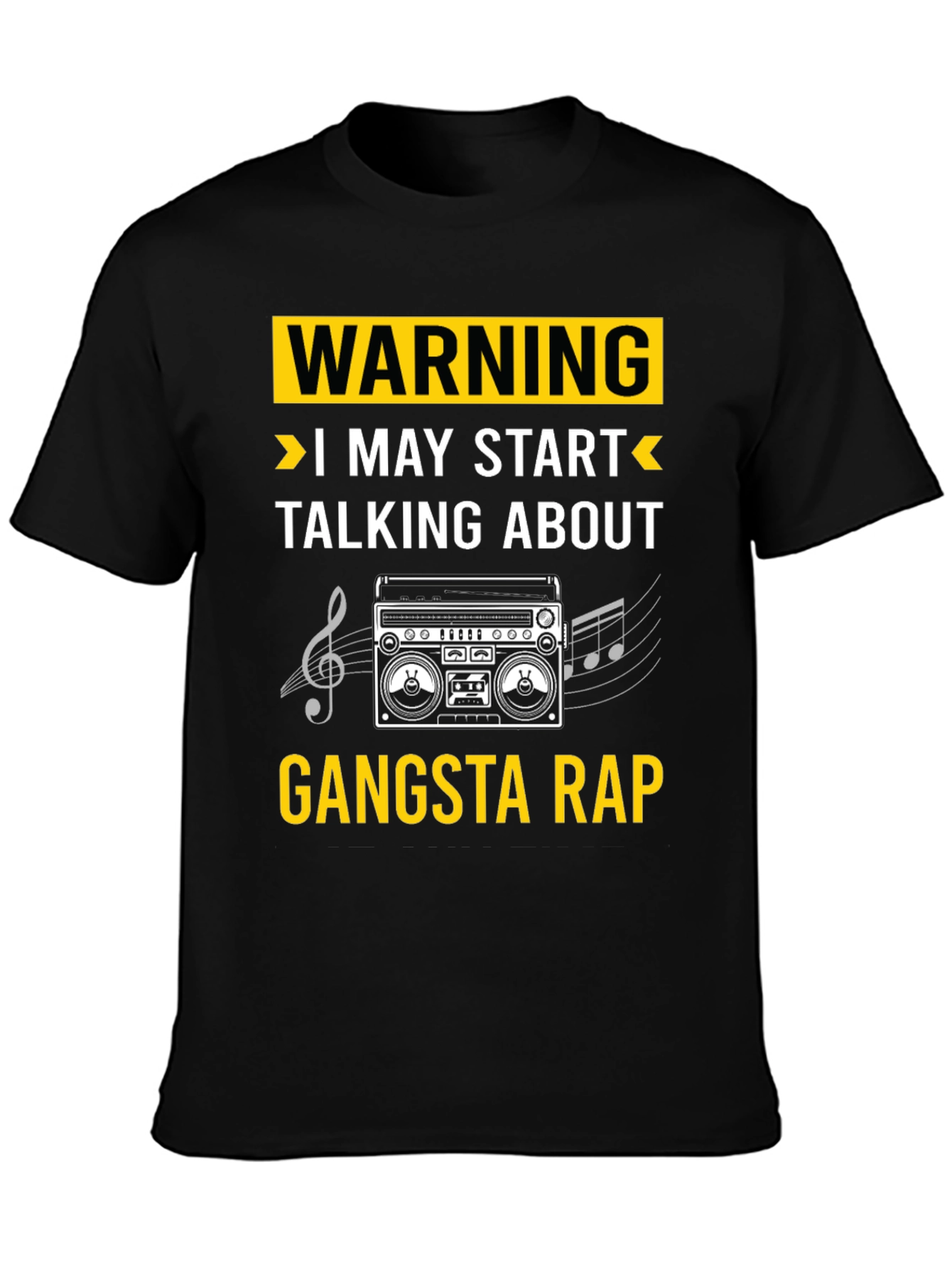 Black Gangsta Rap T-Shirt - Warning Funny Tee view 3