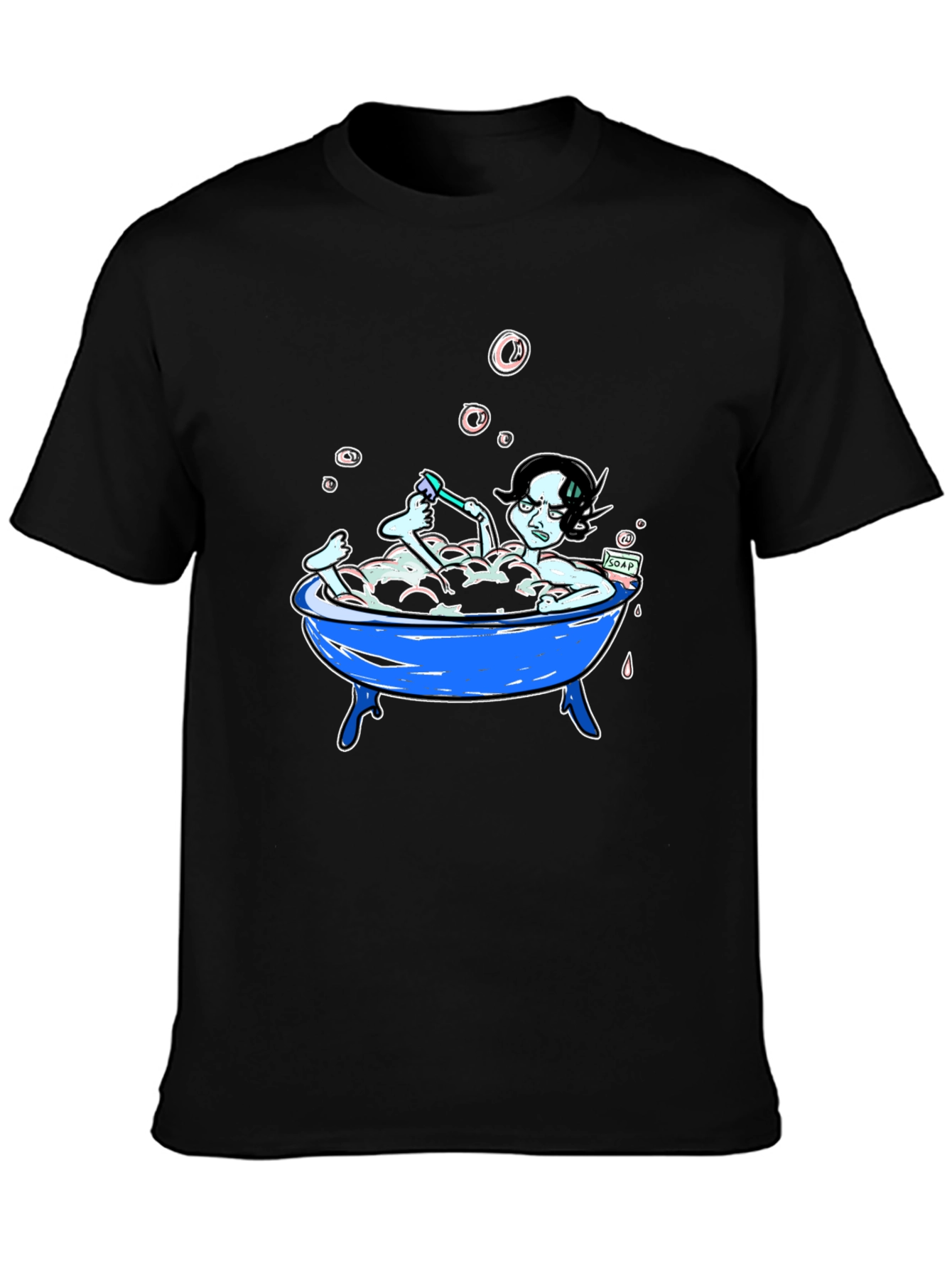 Black Cartoon Bath T-Shirt view 3