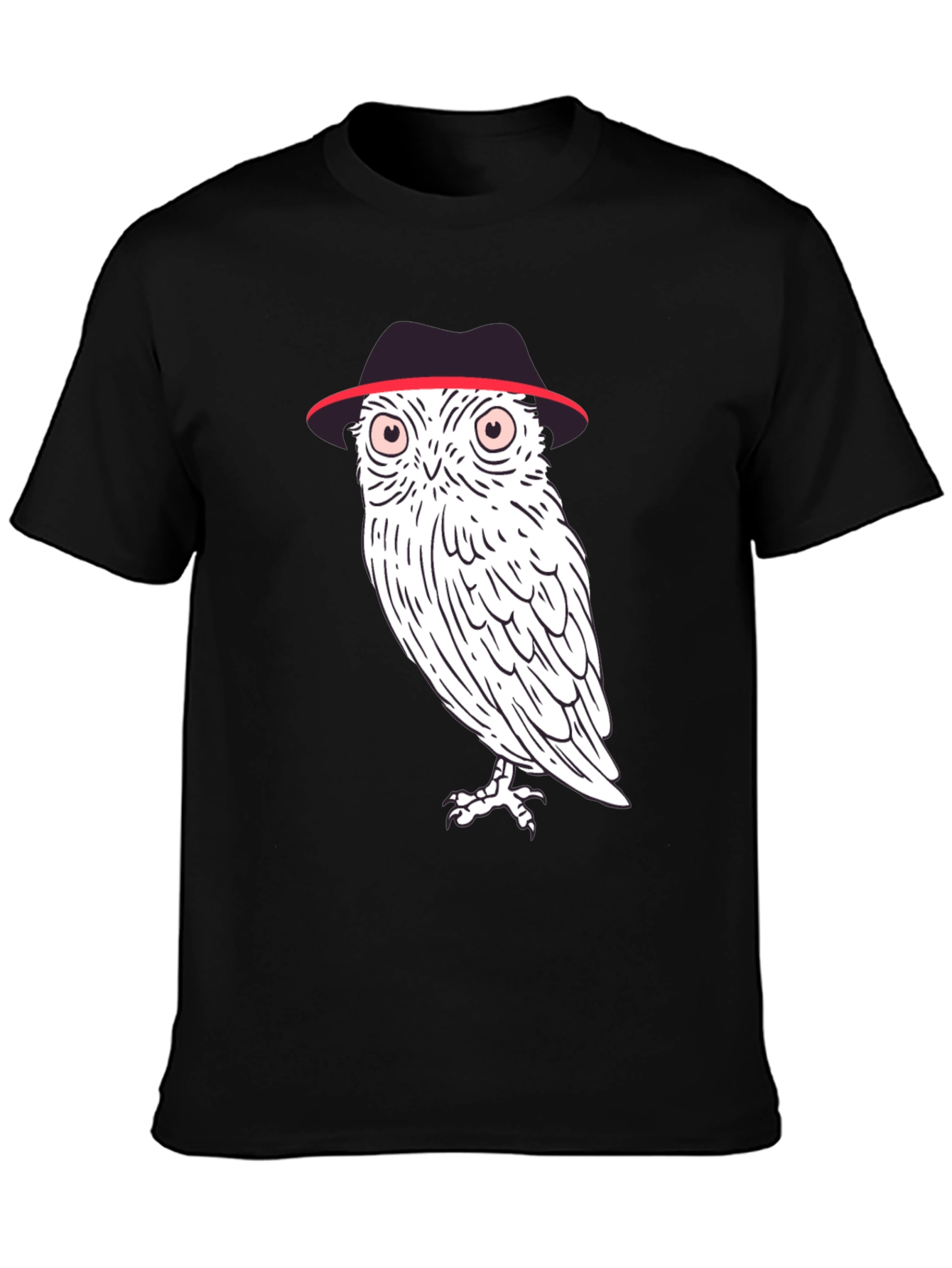 Black Owl in Fedora Graphic Tee - Stylish Men's Black T-Shirt view 3